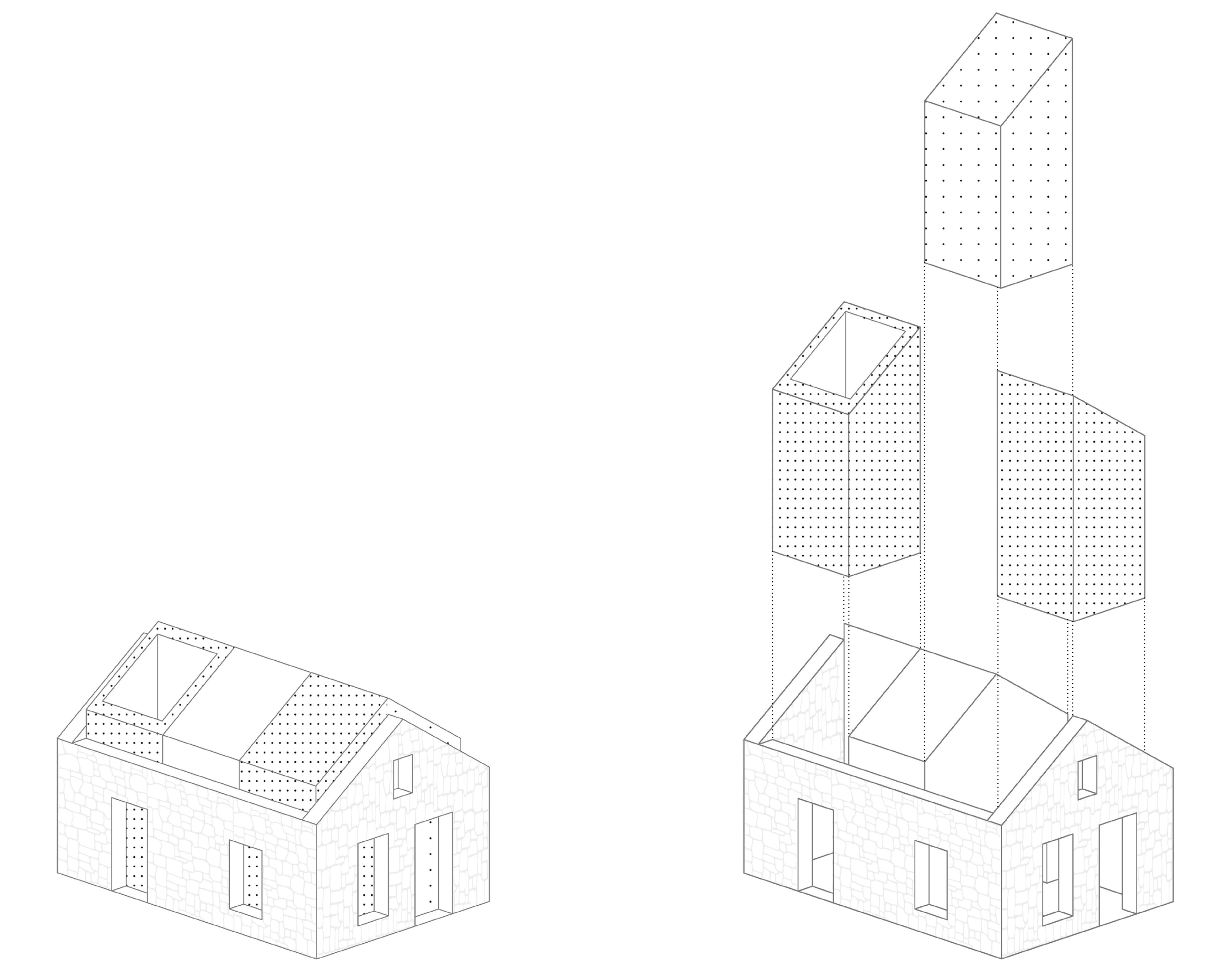 Axonométrie, principes de matrices dégagées à partir des dimensions existantes