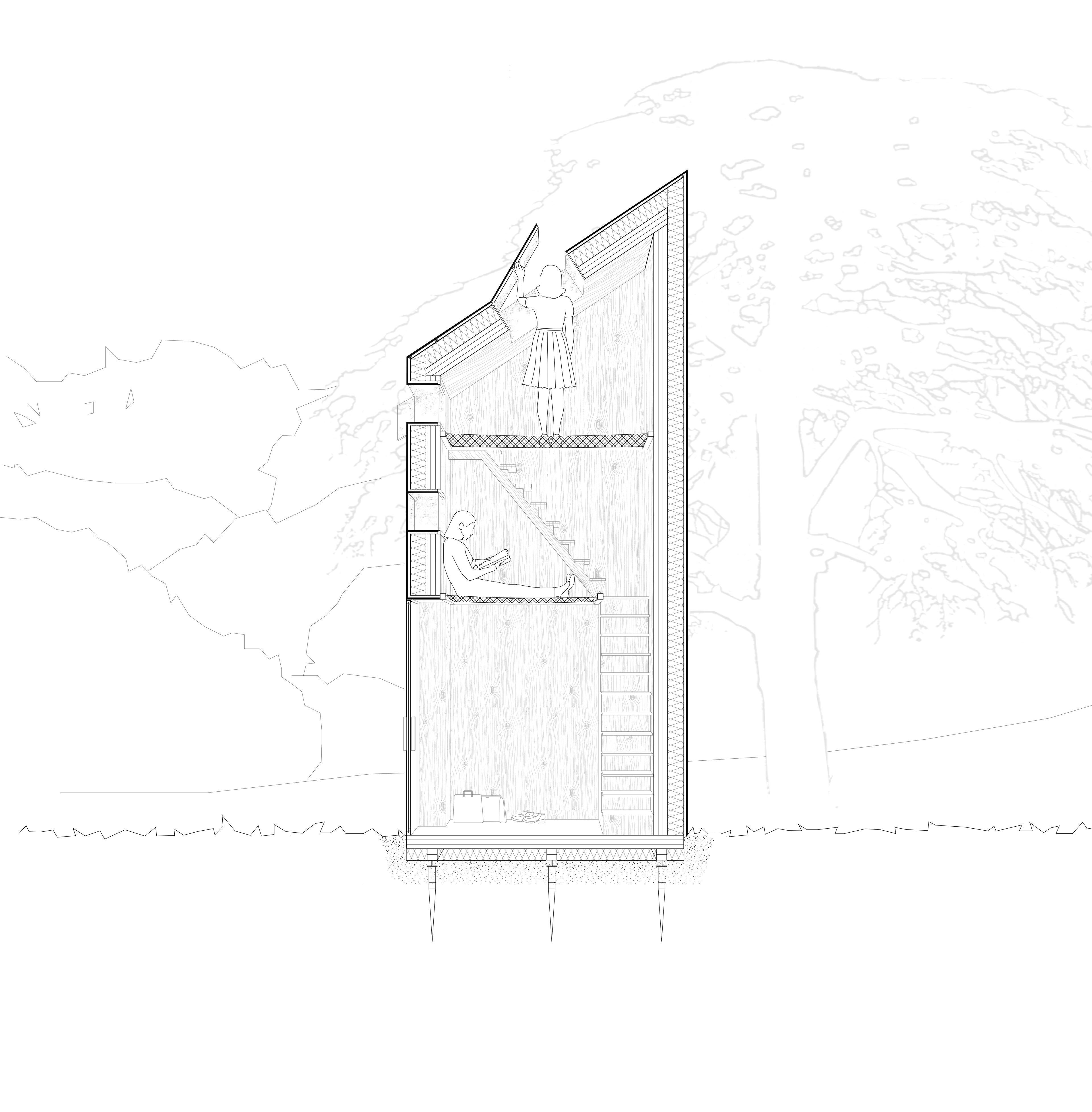 Coupe perspective, logement insolite