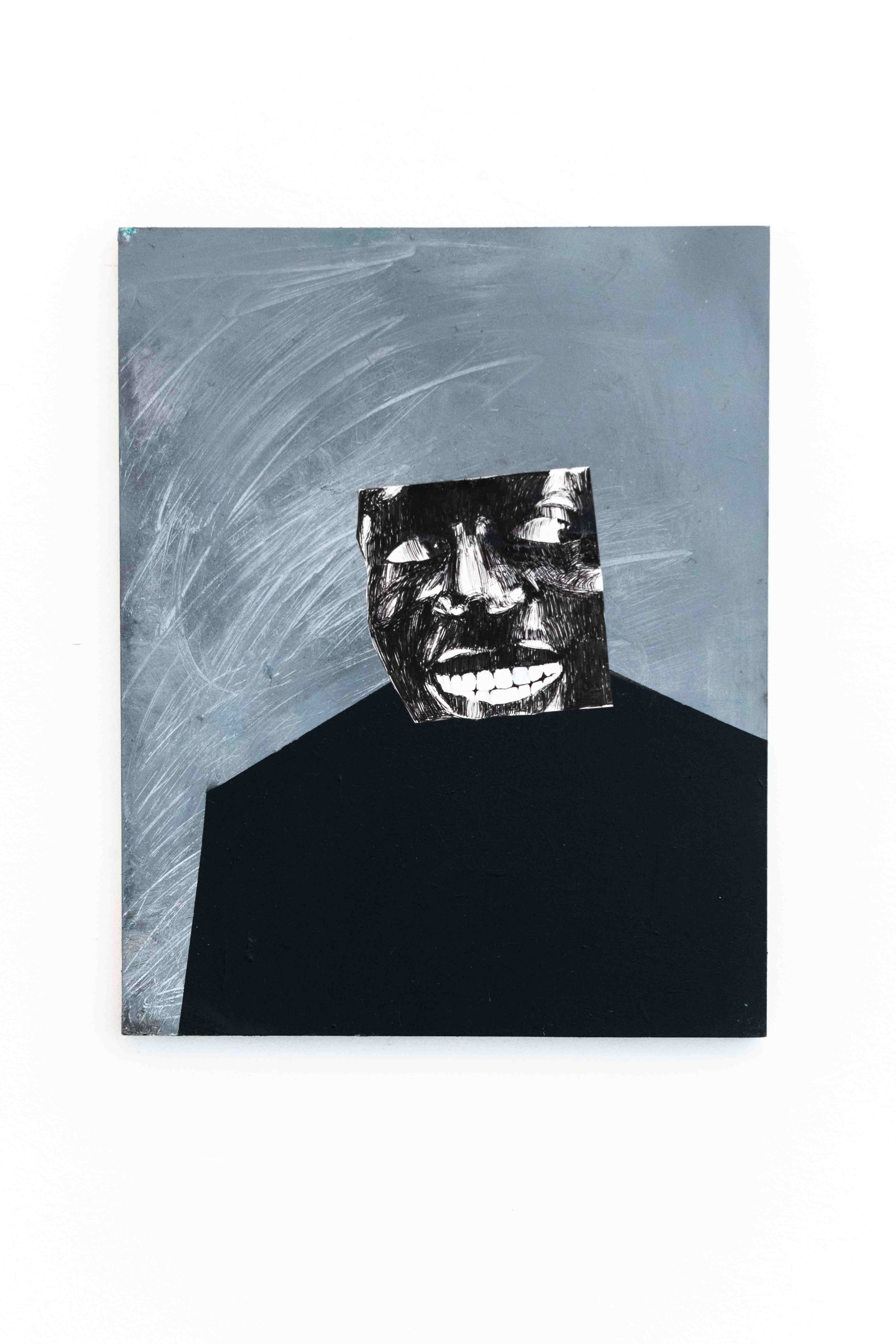 A Portrait of the Artists as an invisible Man, Acrylic and collage on canvas, 2024, 