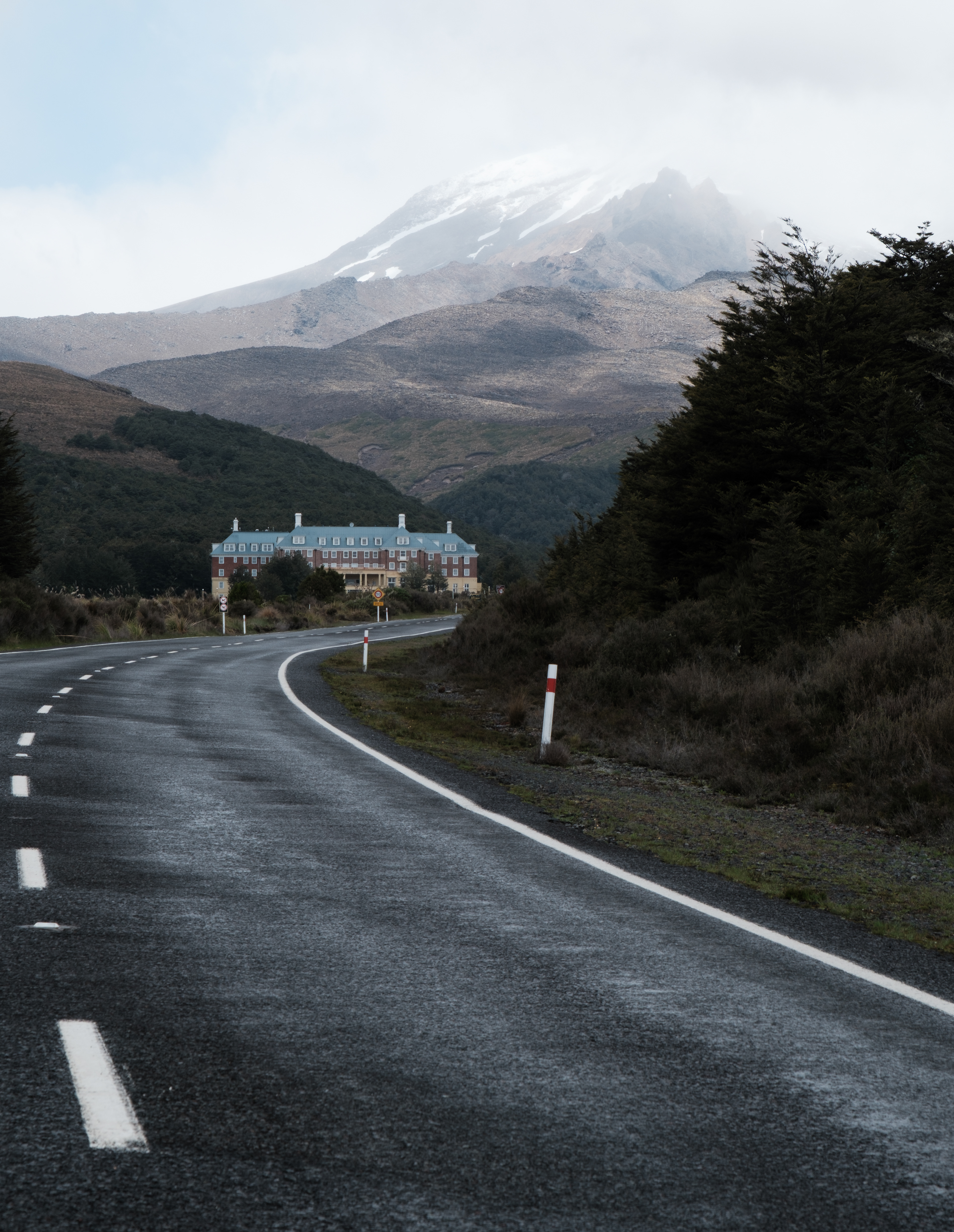 Chateau Tongariro Hotel on slopes of Mount Ruapehu