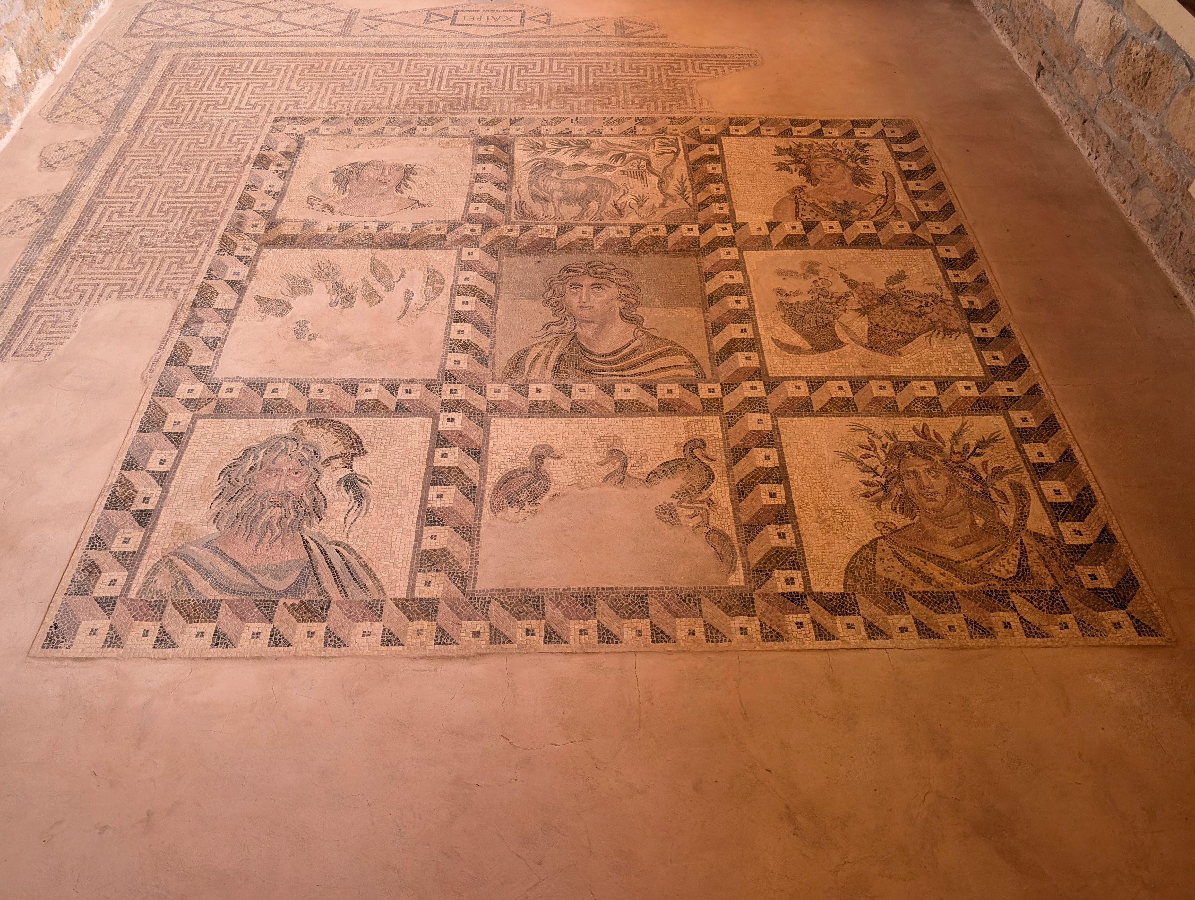 Roman mosaic floor in the House of Dionysus, Paphos Archaeological Park