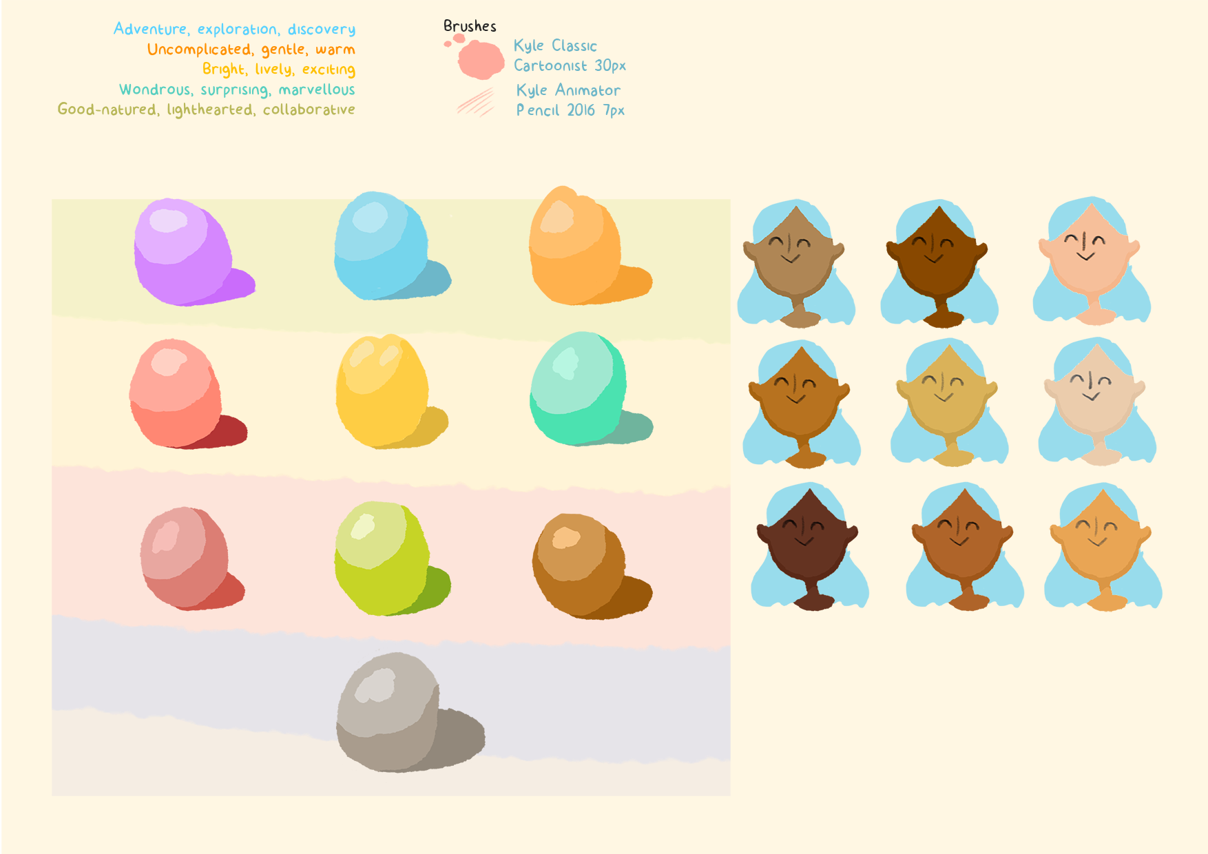 Brand values, palette and Photoshop brushes