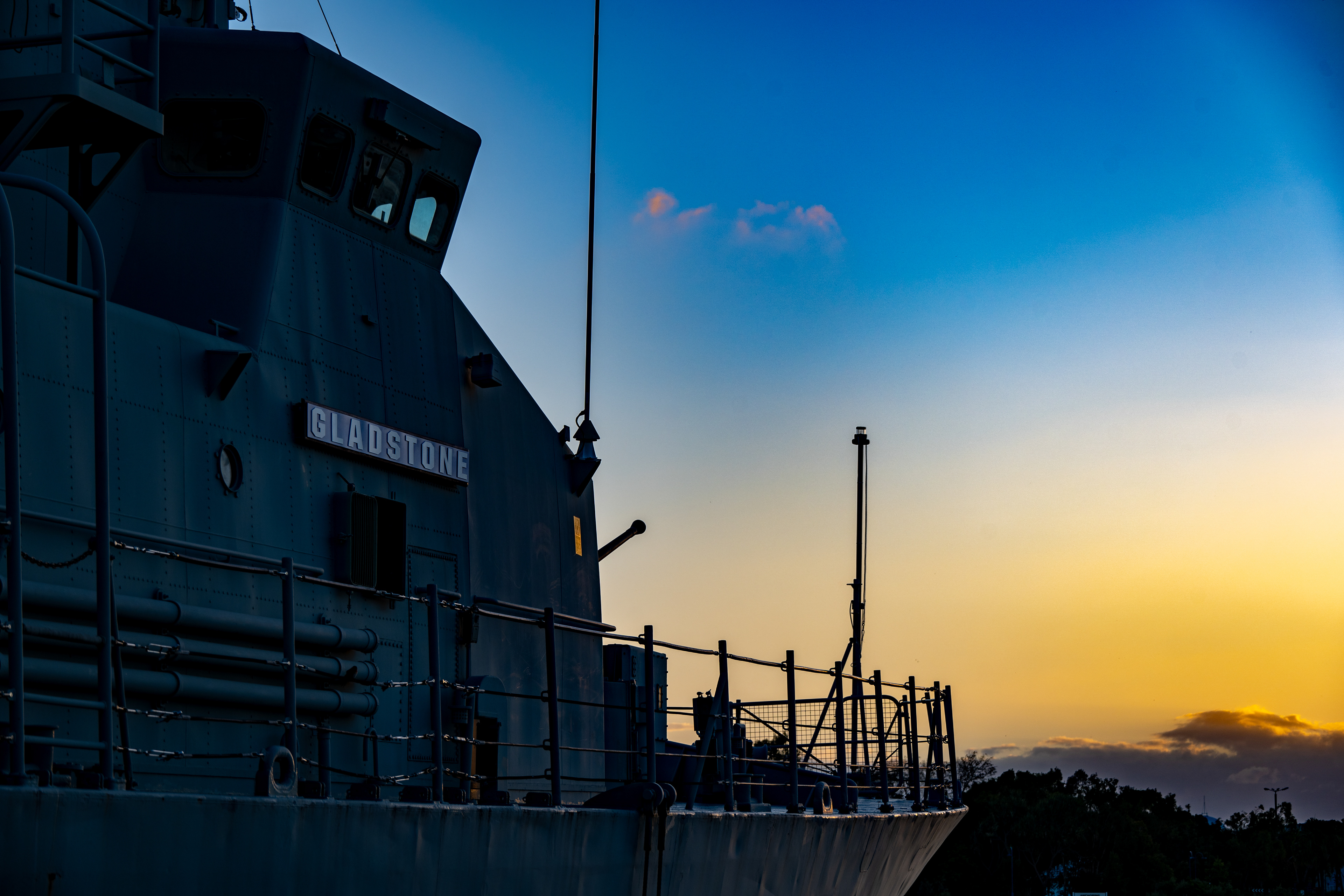 Sunset over the HMAS Gladstone