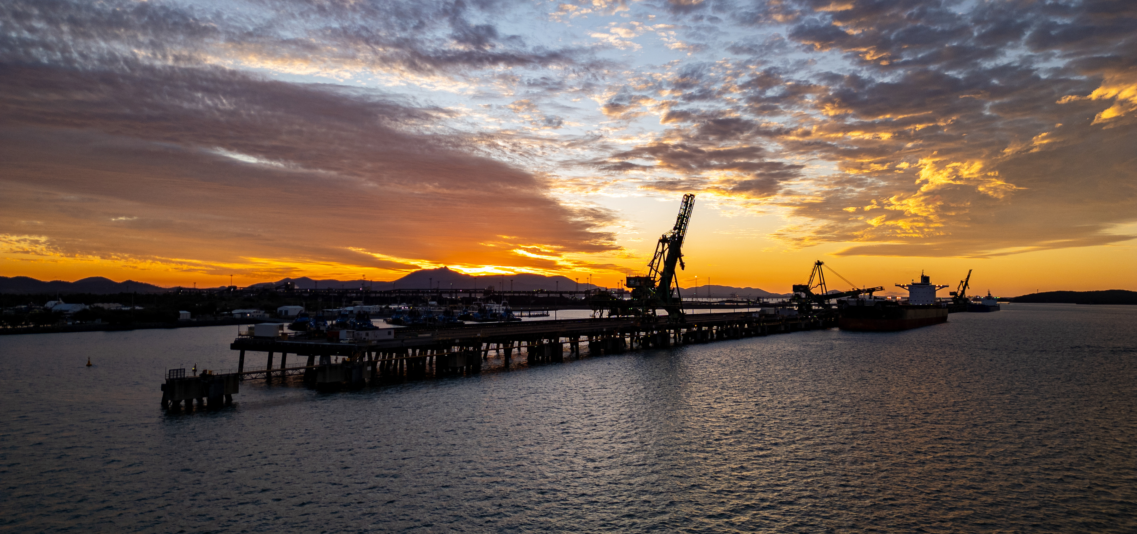 RG Tanna Coal Terminal at sunset, taken with the drone