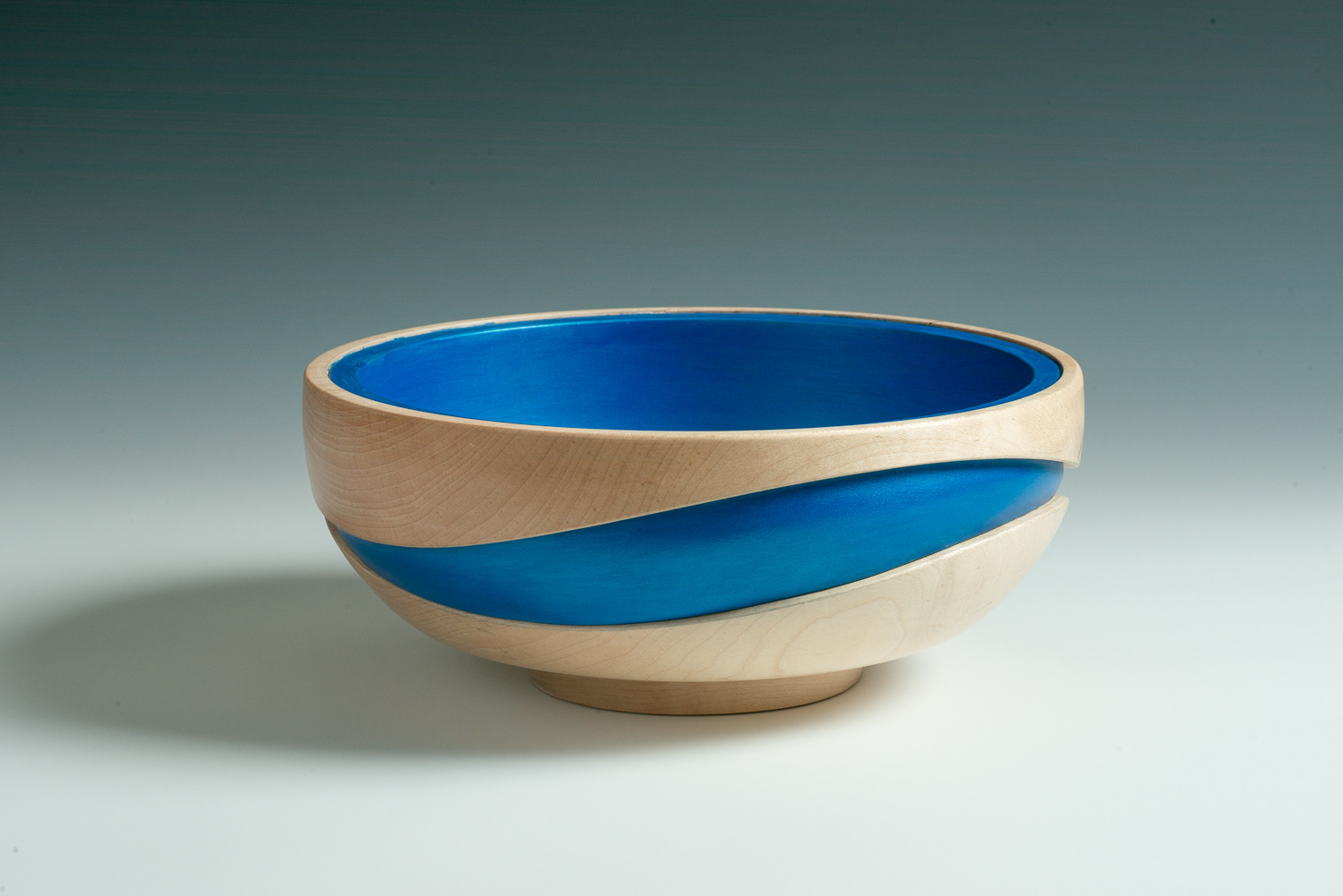SOLD Maple and pigment "bowl within a bowl". 9 1/2" X 4” - $300