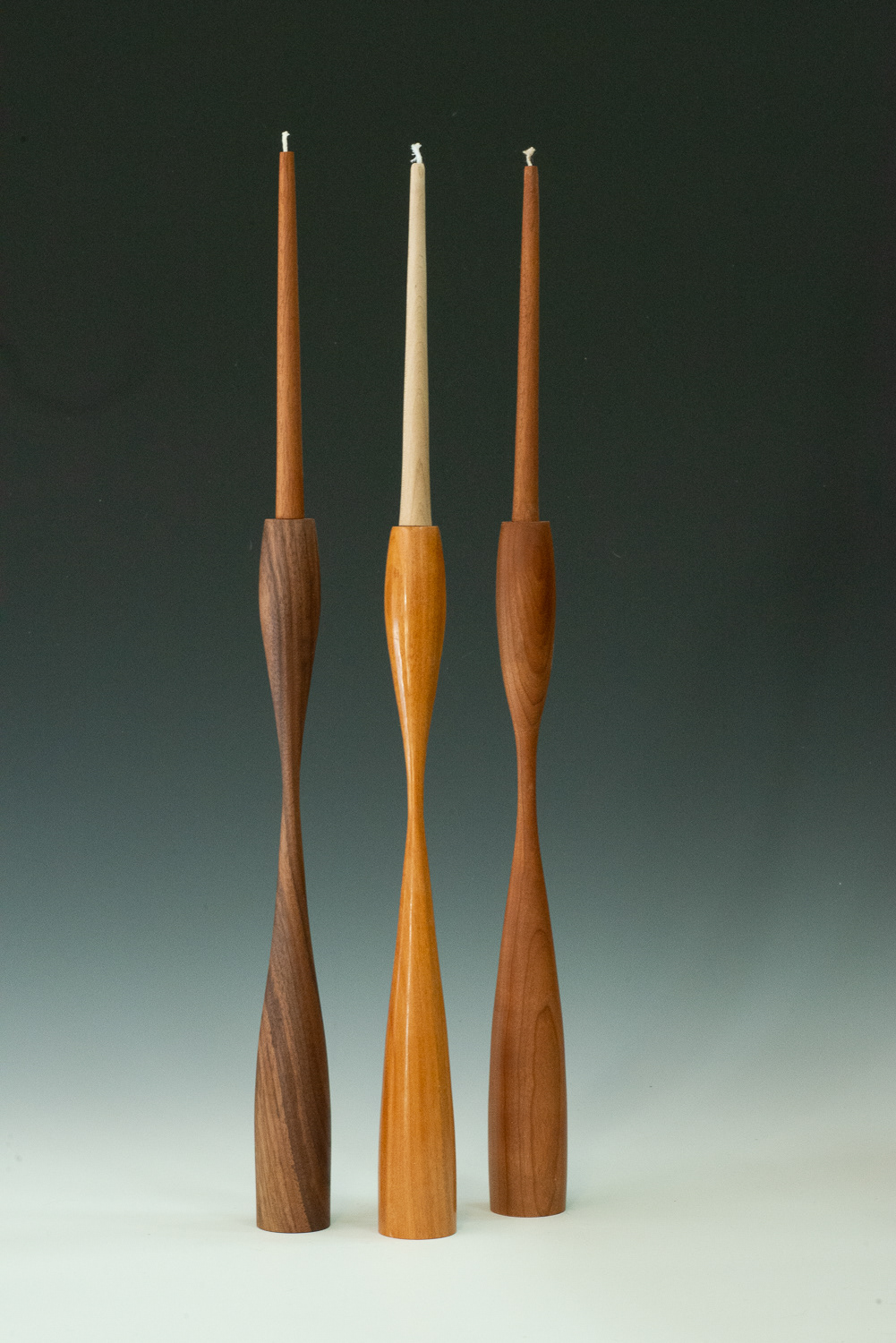 Tall Candles- Walnut, Cherry, Osage Orange with Maple, Mahogany "candles" - $55 each