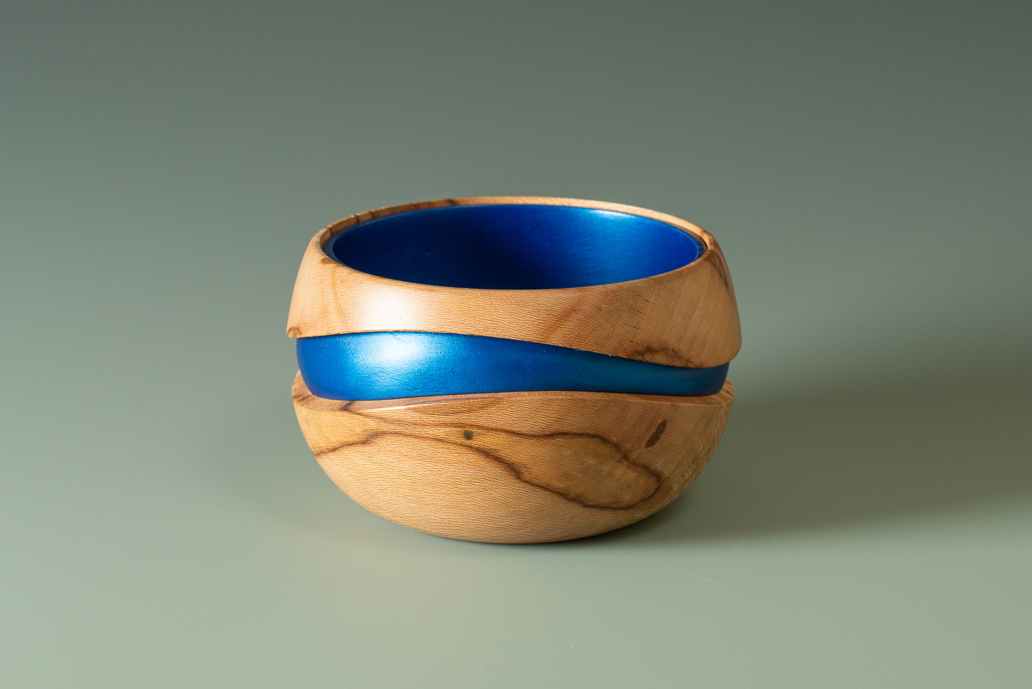 SOLD Spalted Sycamore and pigment "bowl within a bowl" - 5 1/2" X 3 1/4” - $175