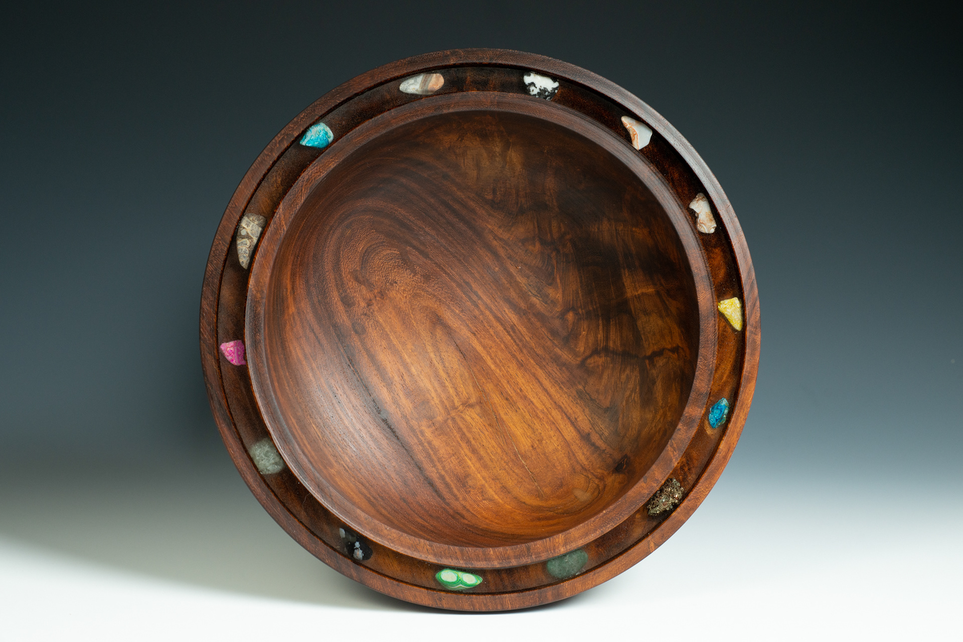 East Indian Rosewood with sem-precious inlays - 11 1/2" x 3" - $400