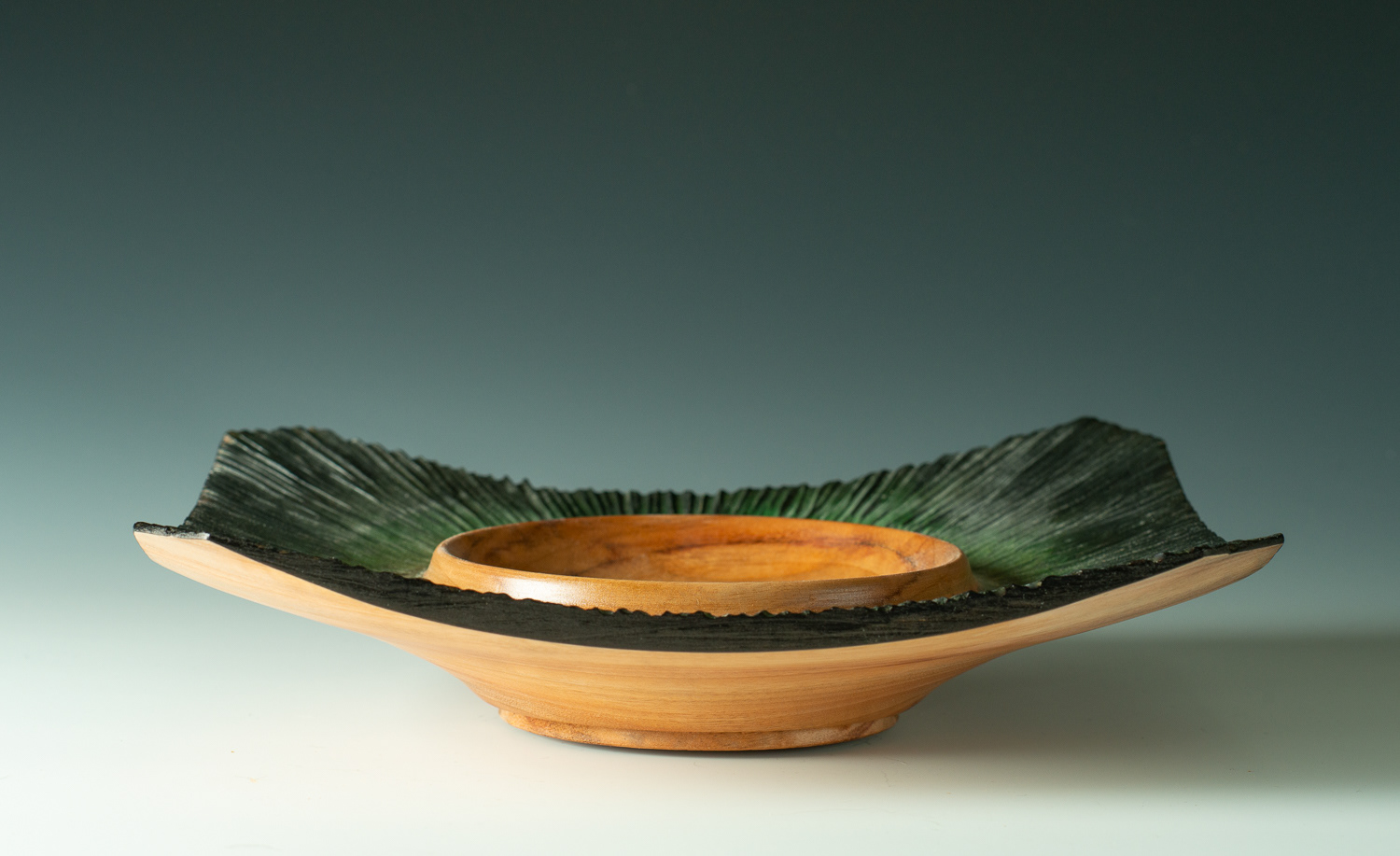 Camphor platter - carved and colored - 12" x 10 3/4" $130