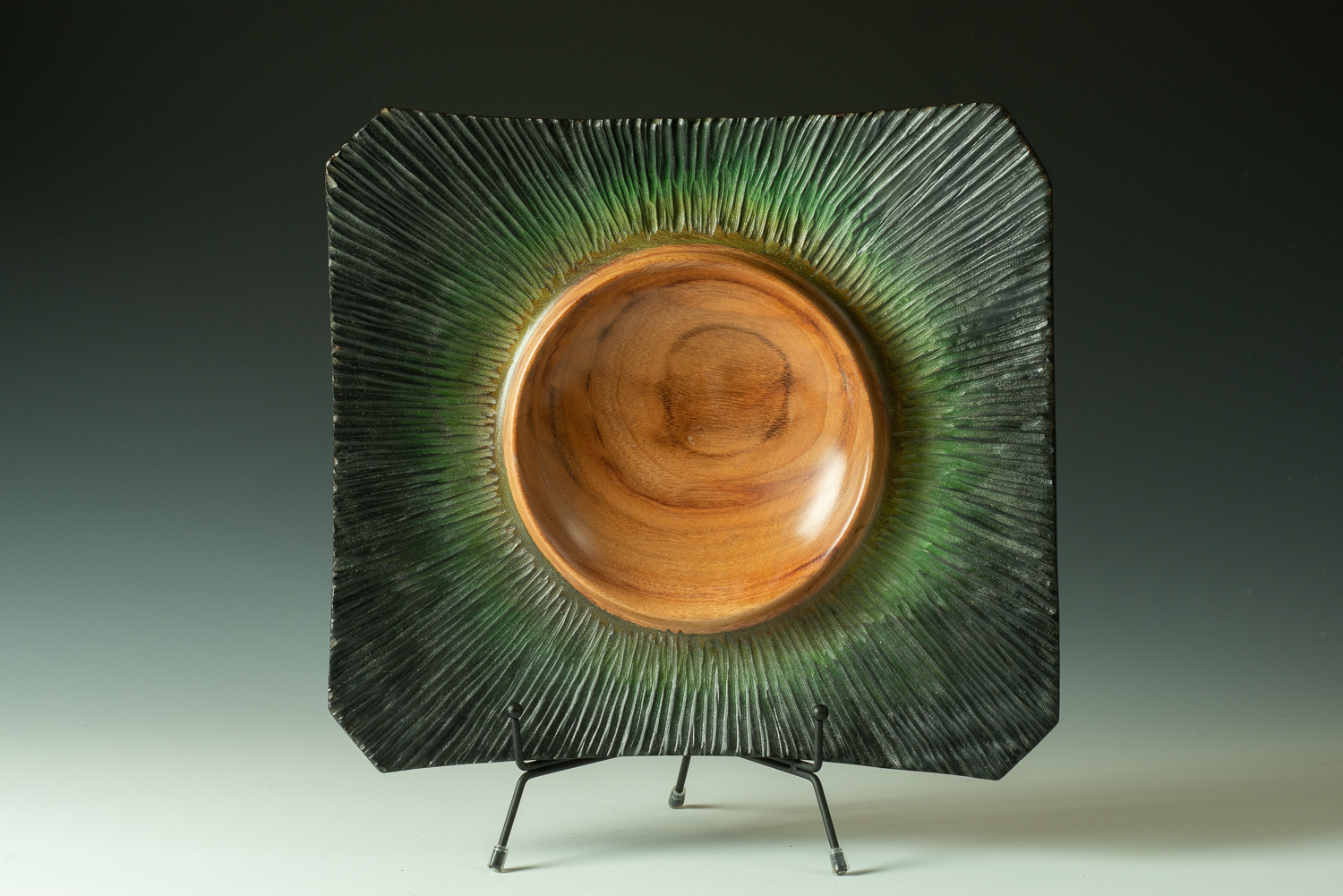 Camphor platter - carved and colored - 12" x 10 3/4" $130