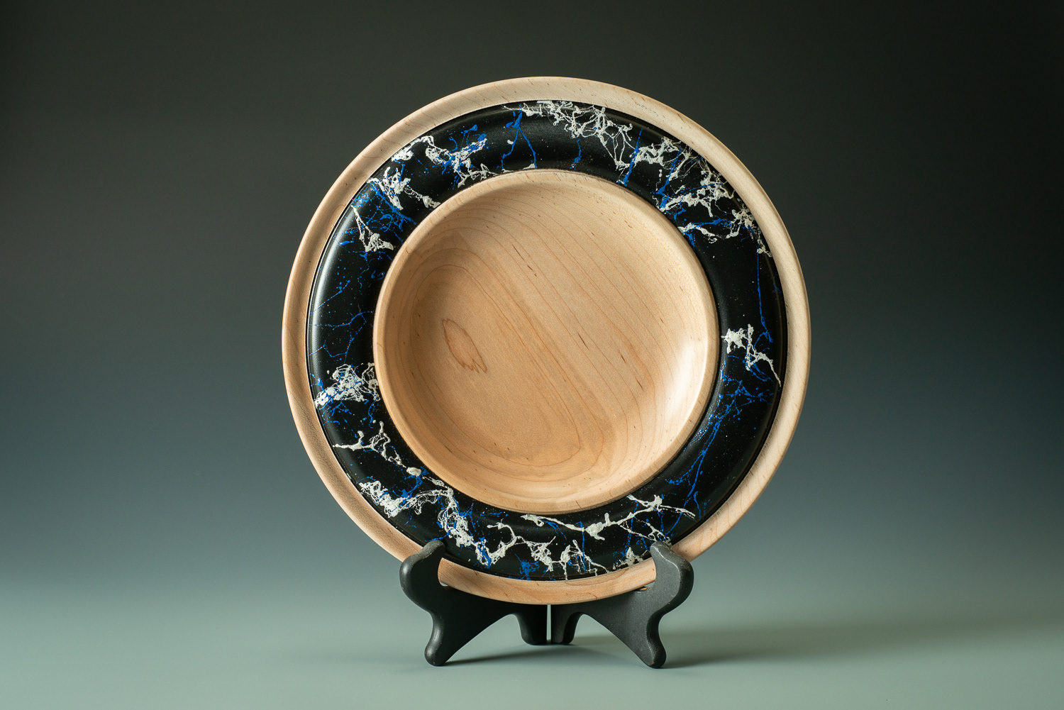 10" maple platter with painted rim $95