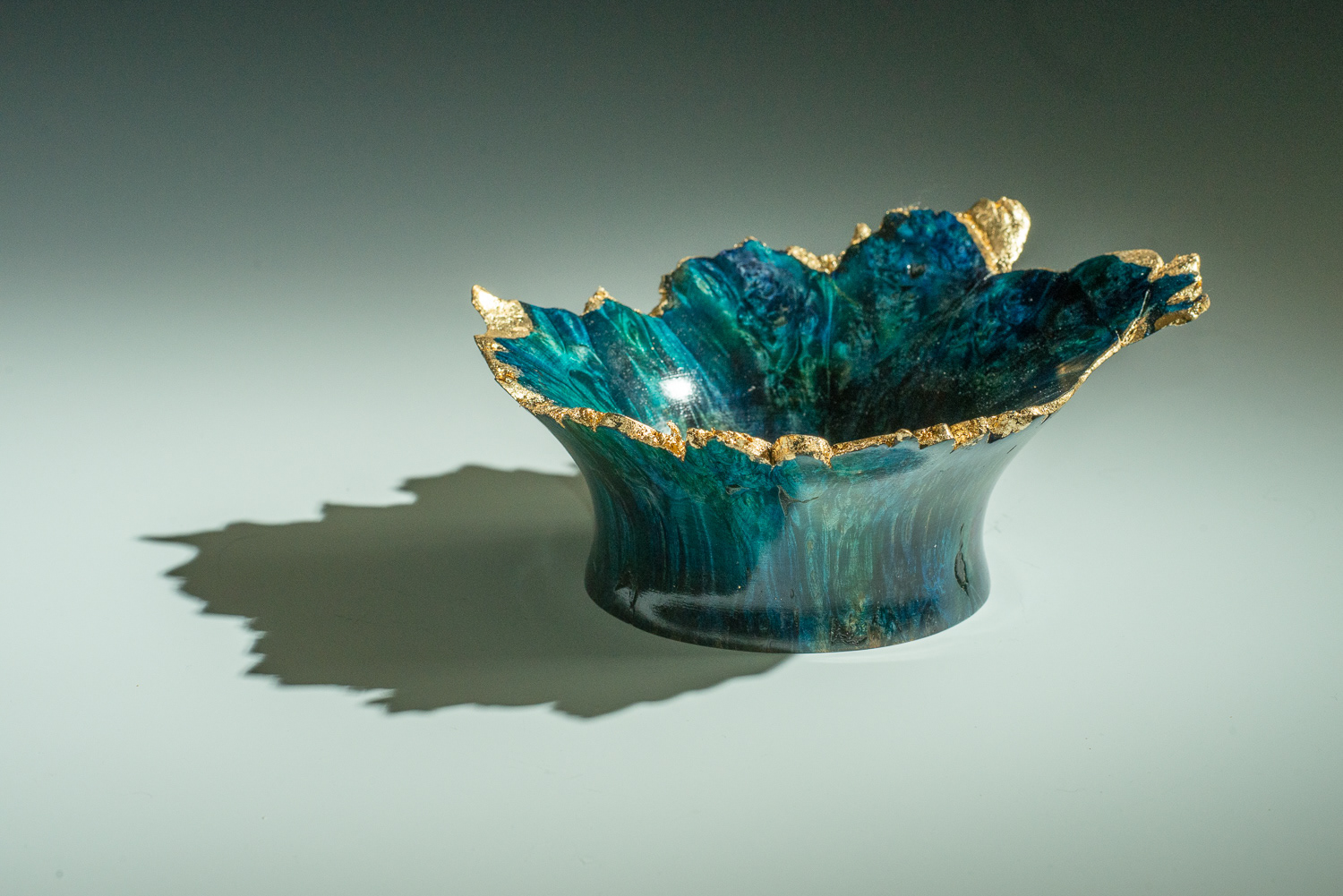 Big Leaf Maple Burl - dye and gold leaf 8" x 3" - $225