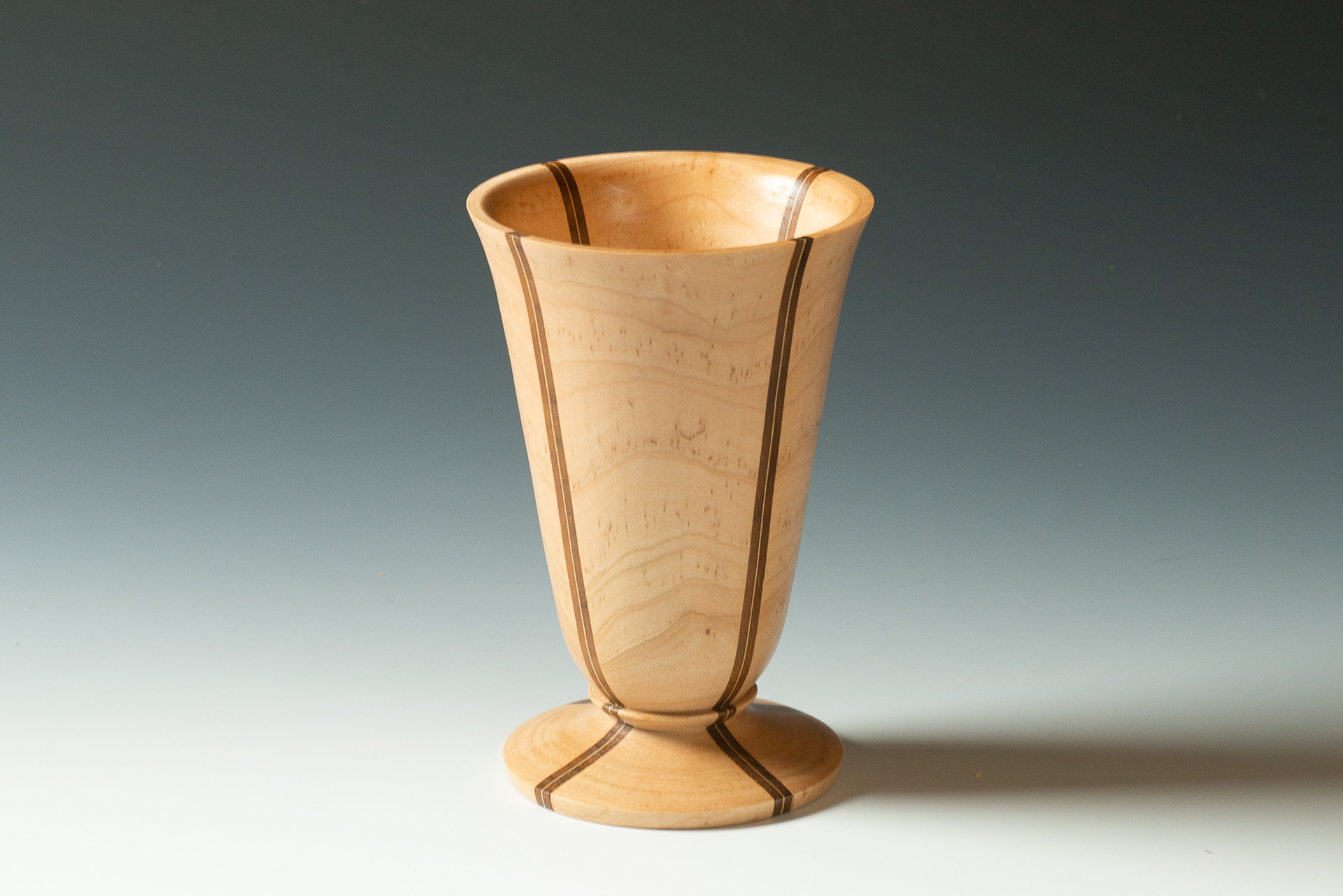 Maple goblet with walnut and maple veneer 6 1//4" X 4" - $150