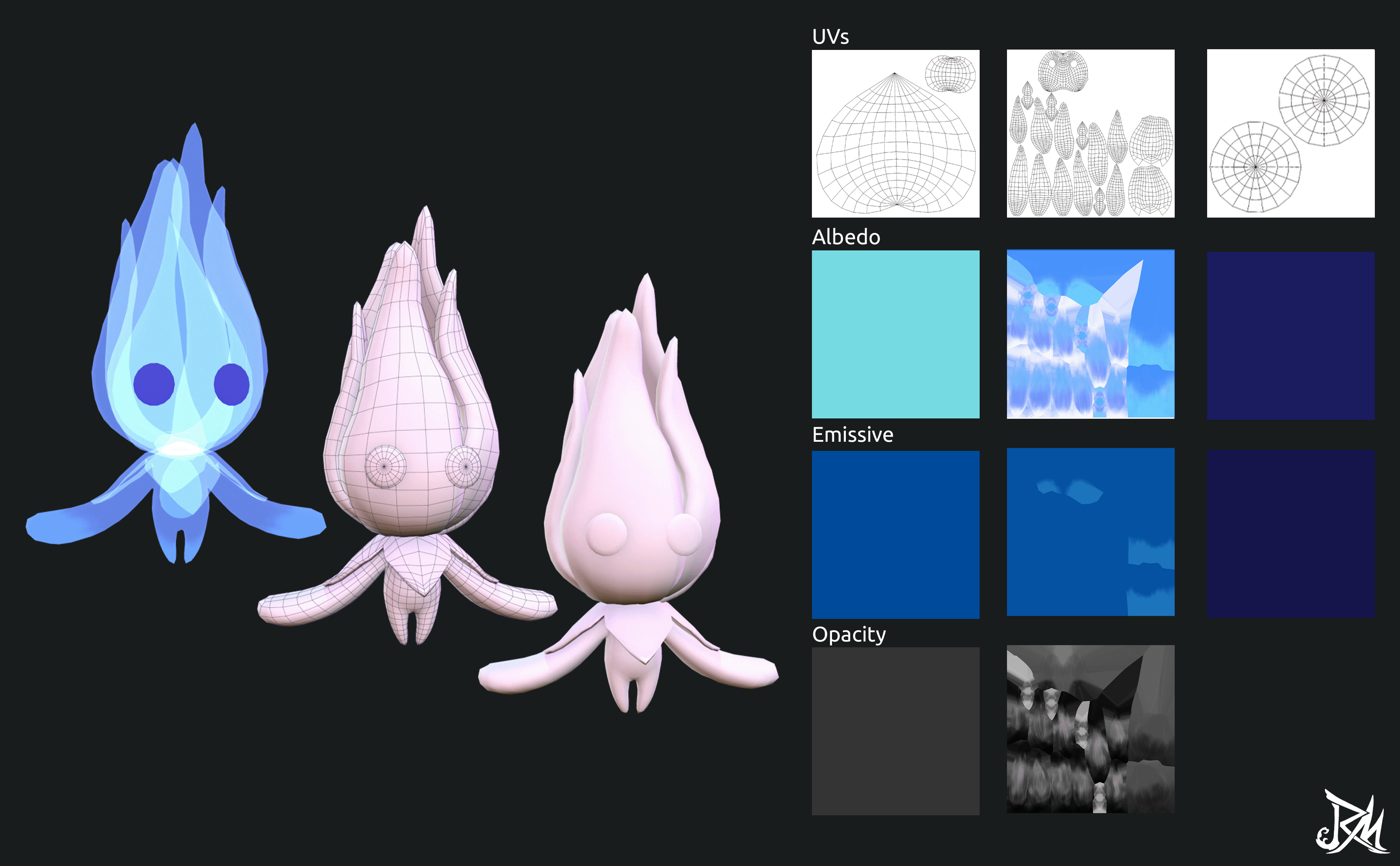 Wisp - Creature Model: UV Layout and Textures