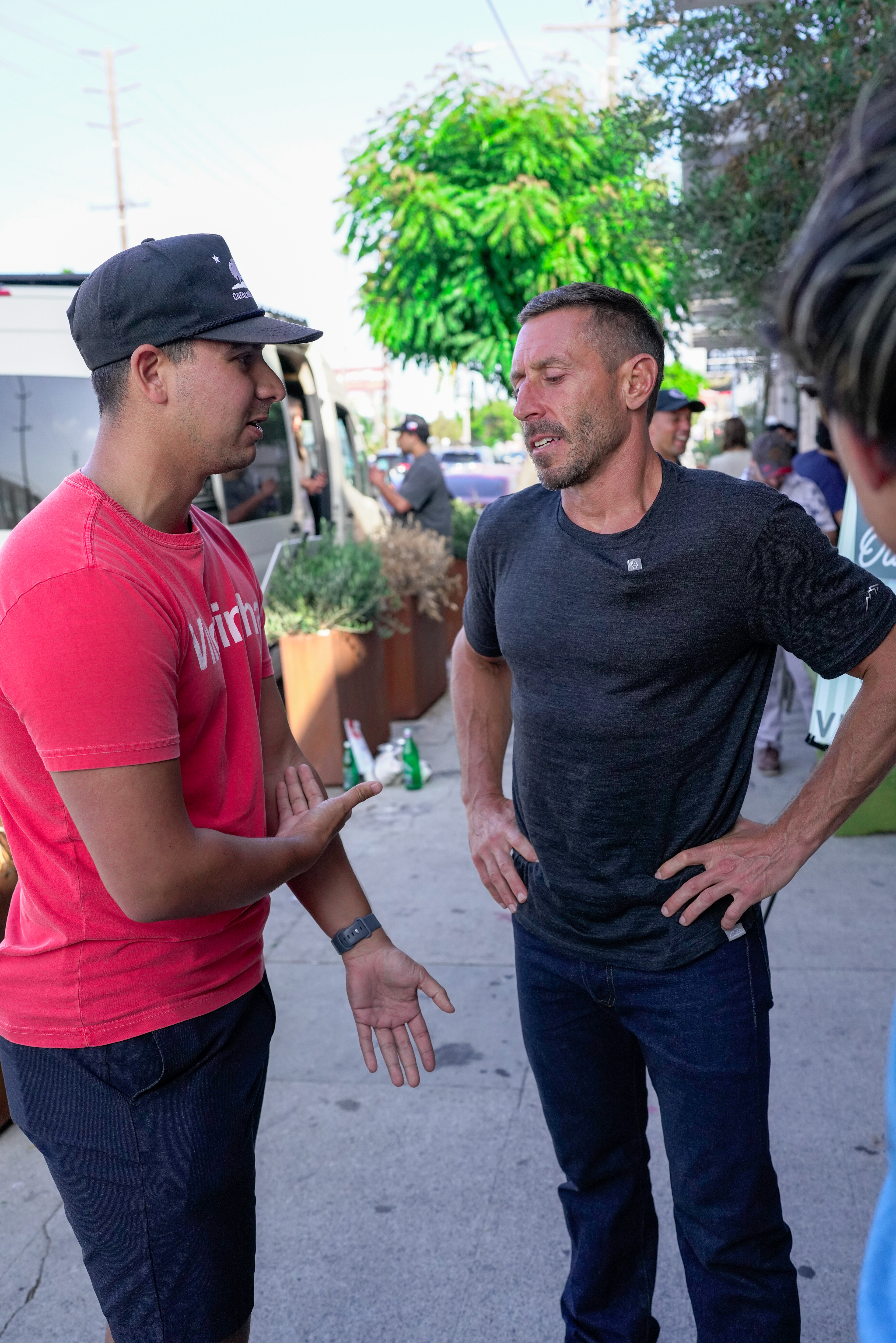 Paul Saladino, MD talking to fan outisde Talo Organic Grill in Venice, CA 