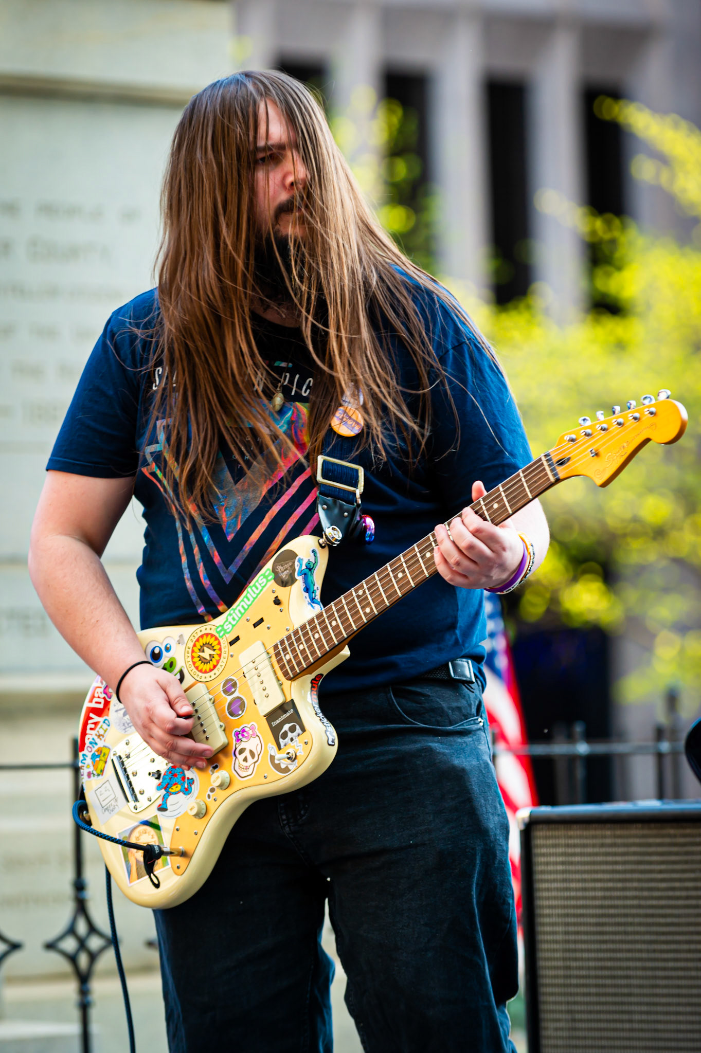 Tommy Kenish, of the band Valendina, performs in Penn Square on the opening day of Launch Thursday, April 26, 2024
