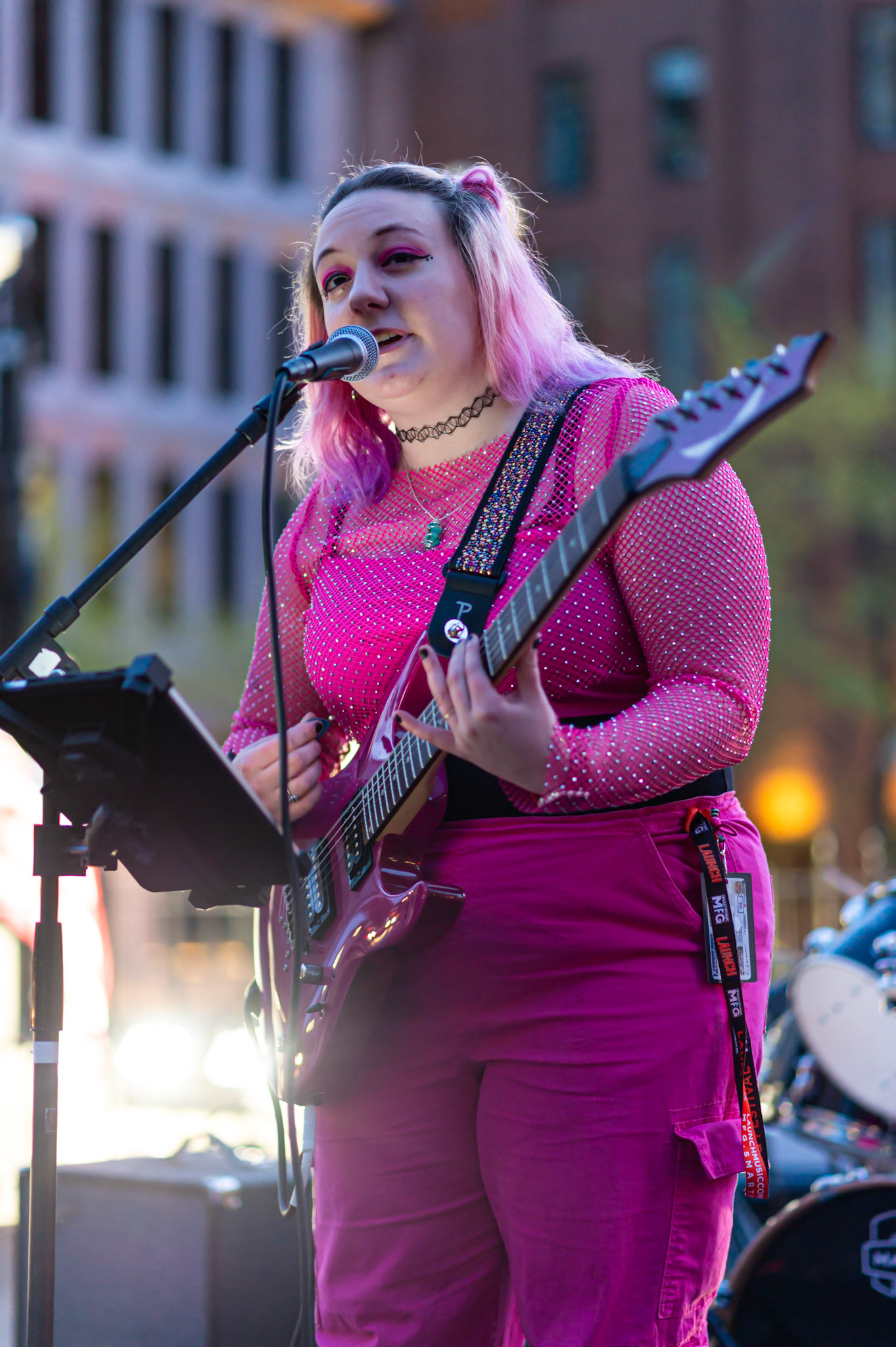 Elle Taranis performs in Penn Square on the opening day of Launch Thursday, April 26, 2024