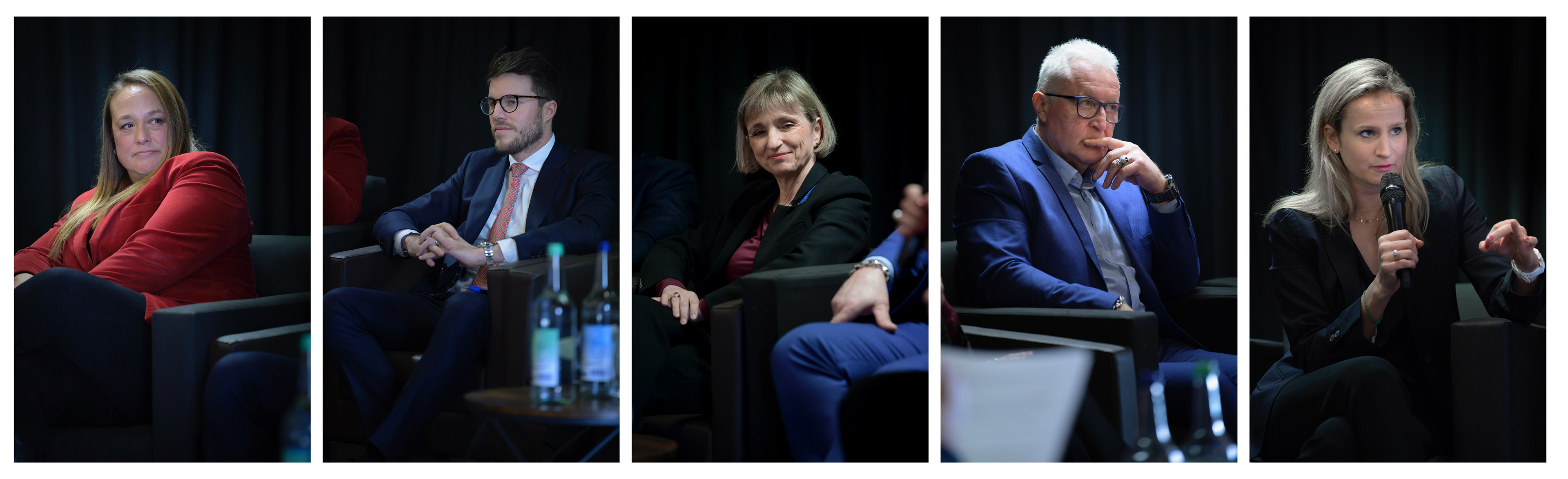 TABLE RONDE « PME & POLITIQUE » AMENAGEMENT DU TERRITOIRE ET MOBILITE - POUR LA TRIBUNE DE GENEVE - JANVIER 2023 - CAROLE-ANNE KAST (PS) / MICHAEL ANDERSEN (UDC) / FABIENNE FISCHER (LES VERTS) / LUC BARTHASSAT (CIVIS) /DELPHINE BACHMANN (LE CENTRE)