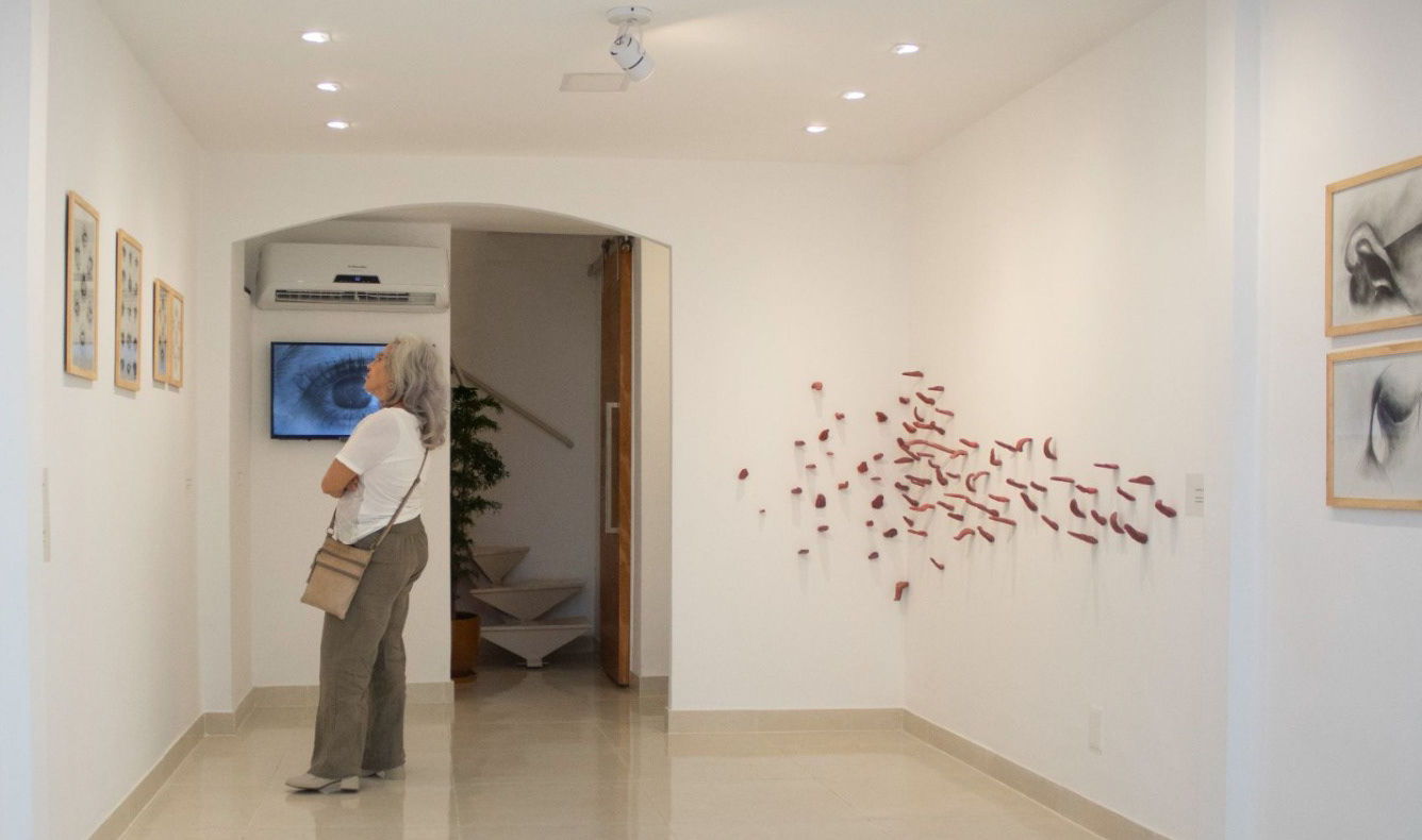 vista da obra inquietas na exposição individual ventres no Espaço Atanã em Niterói