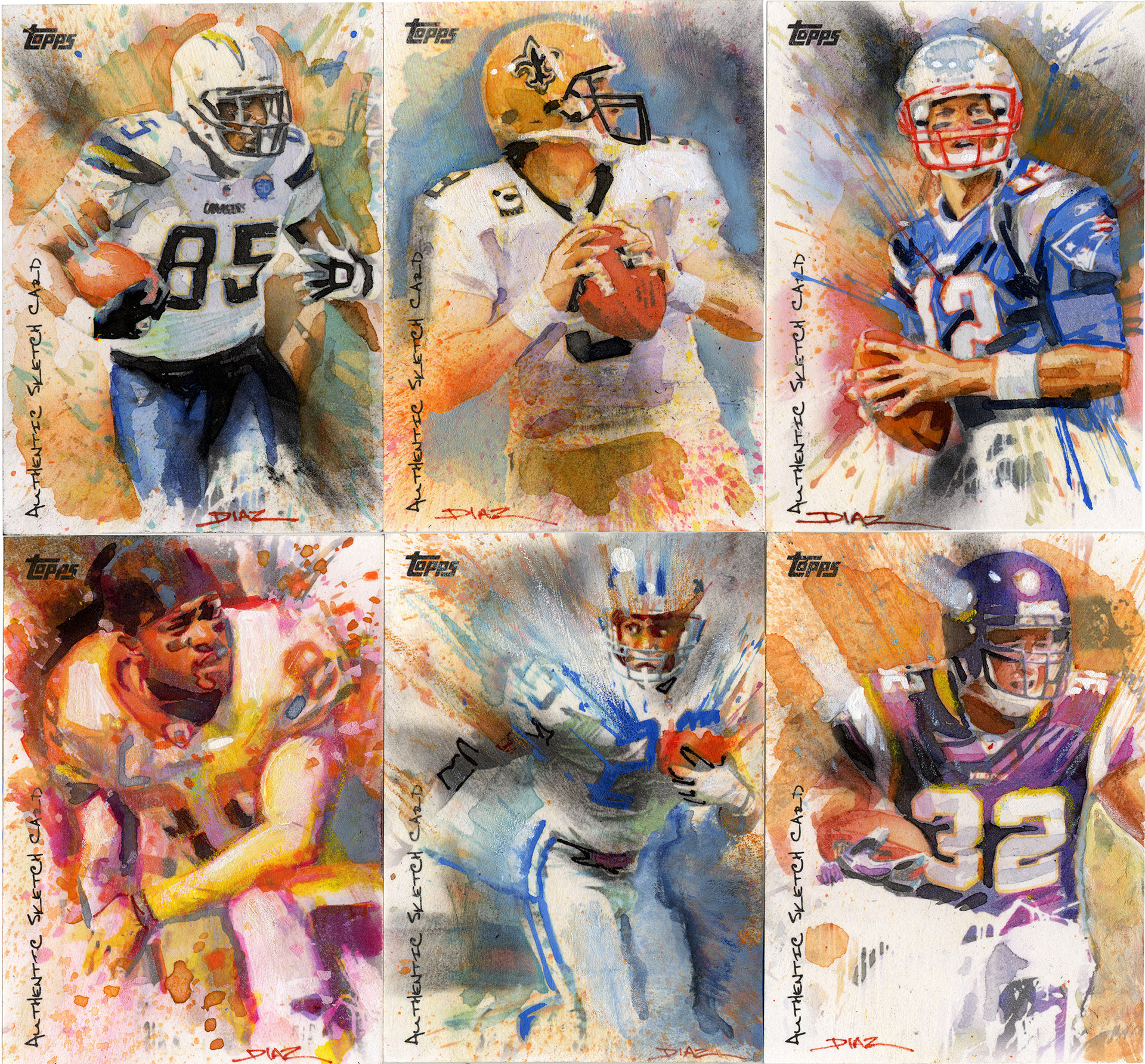 Football Sketch Card Samples