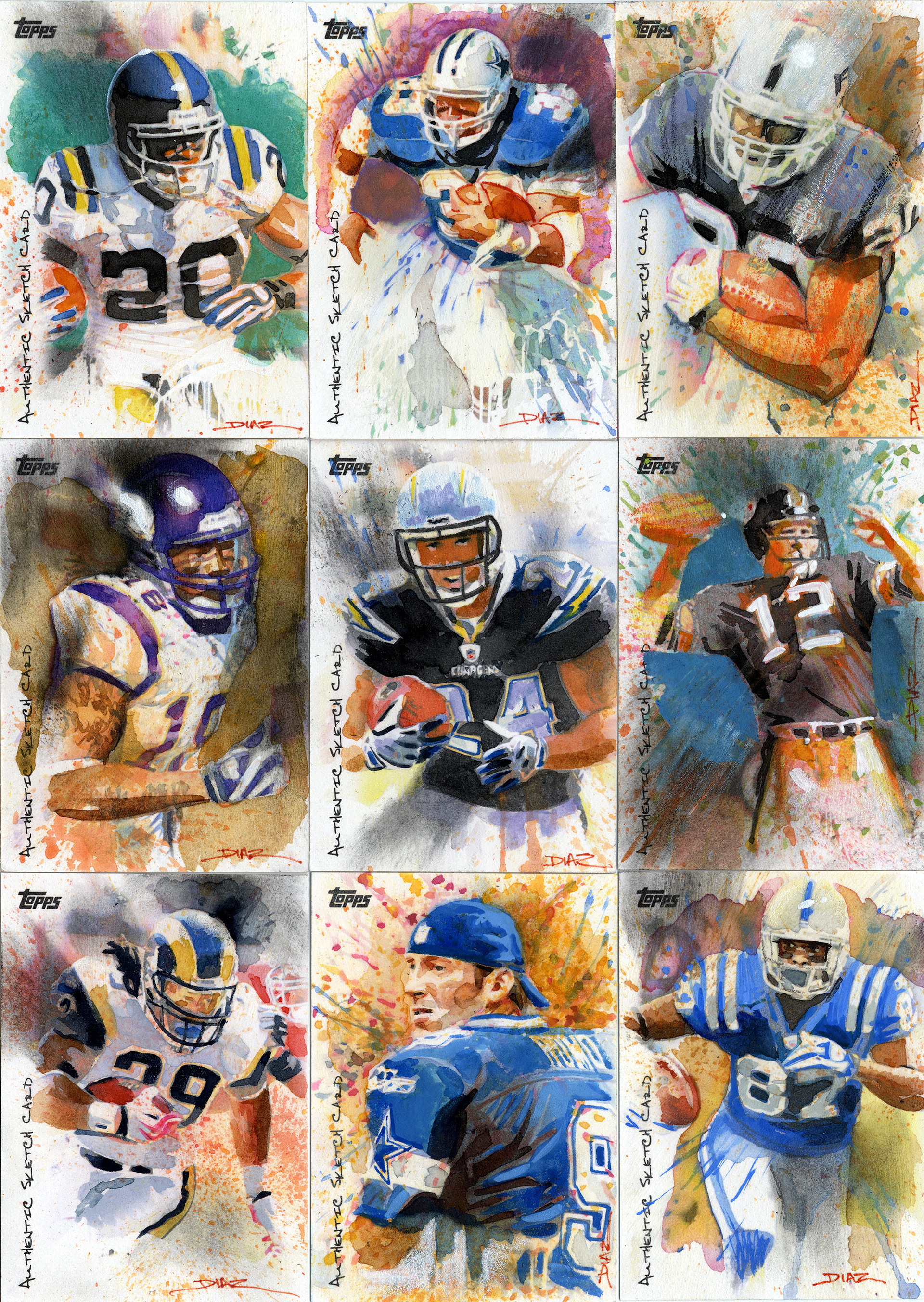 Football Sketch Card Samples