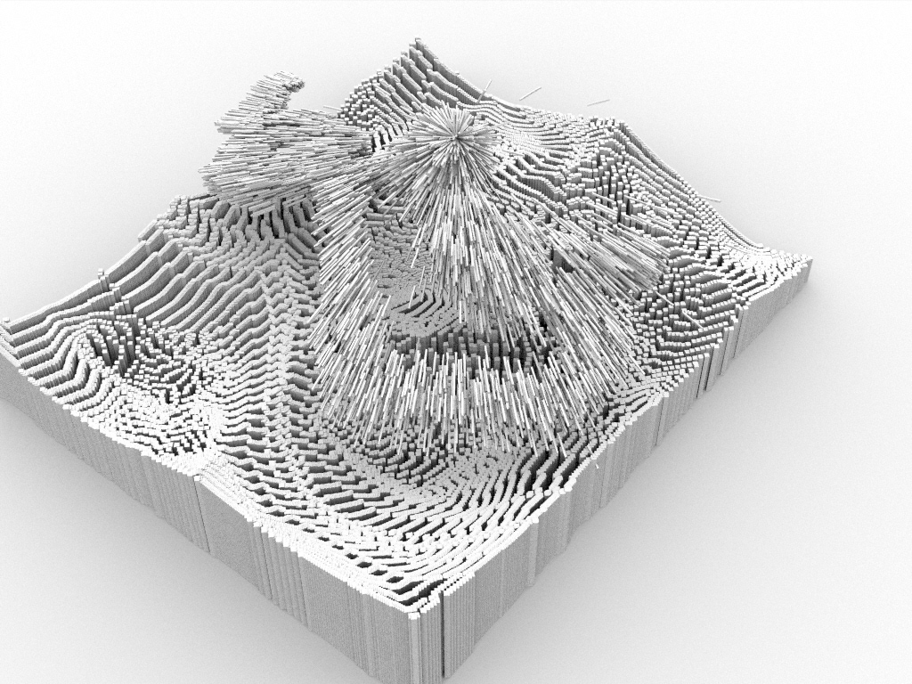 Render of final model used in 'Governors Island Hologram', from angle used in final artwork