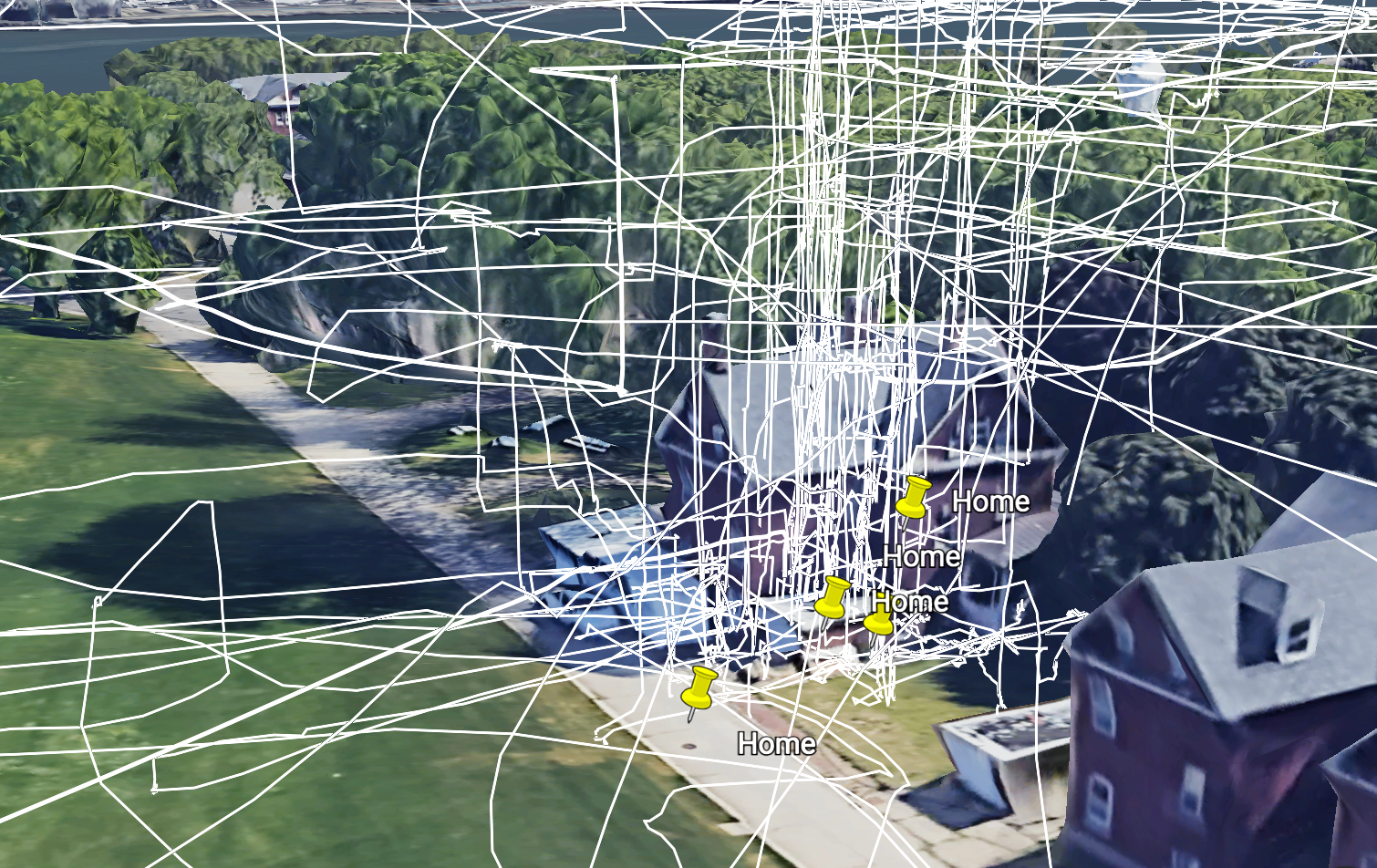 Detail showing drone take-off and landing routes departing from the rear of Holocenter