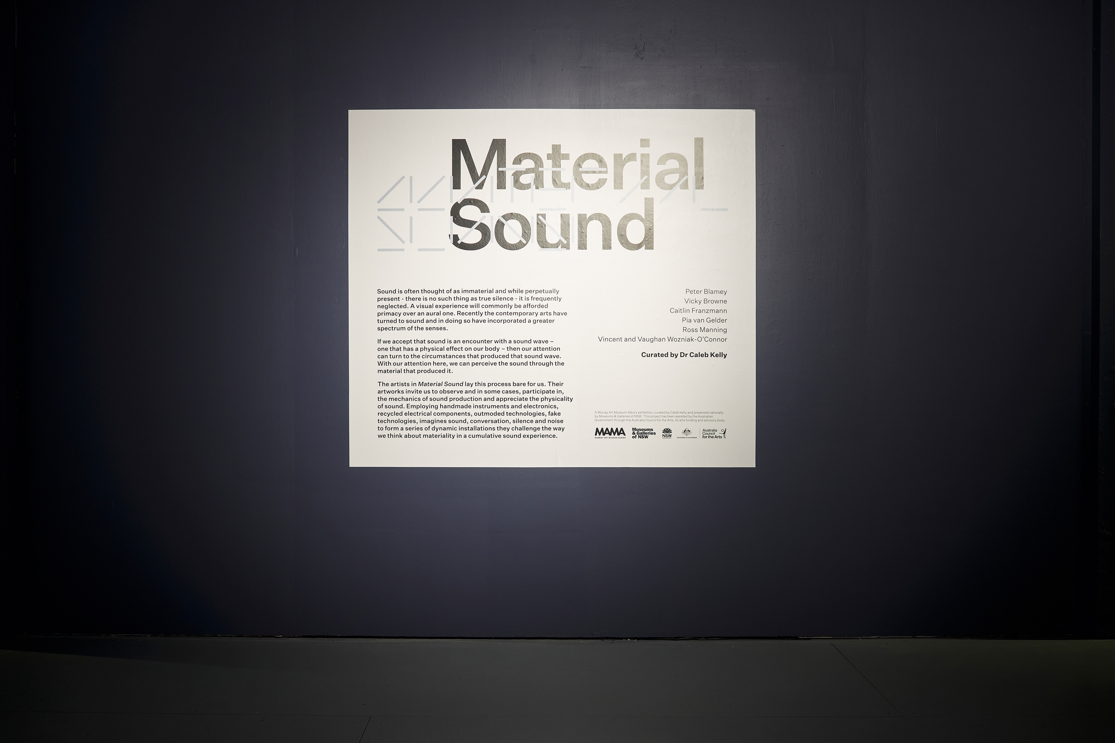 Radiata Studies was commissioned for the national touring exhibition ‘Material Sound’, which surveys the work of Australian artists who engage with materiality in sound and installation art. In 2020, I was approached by curator Caleb Kelly who was interested in commissioning a new collaborative work, which iterated from my 2015 collaborative artwork 'Millionth Acre'