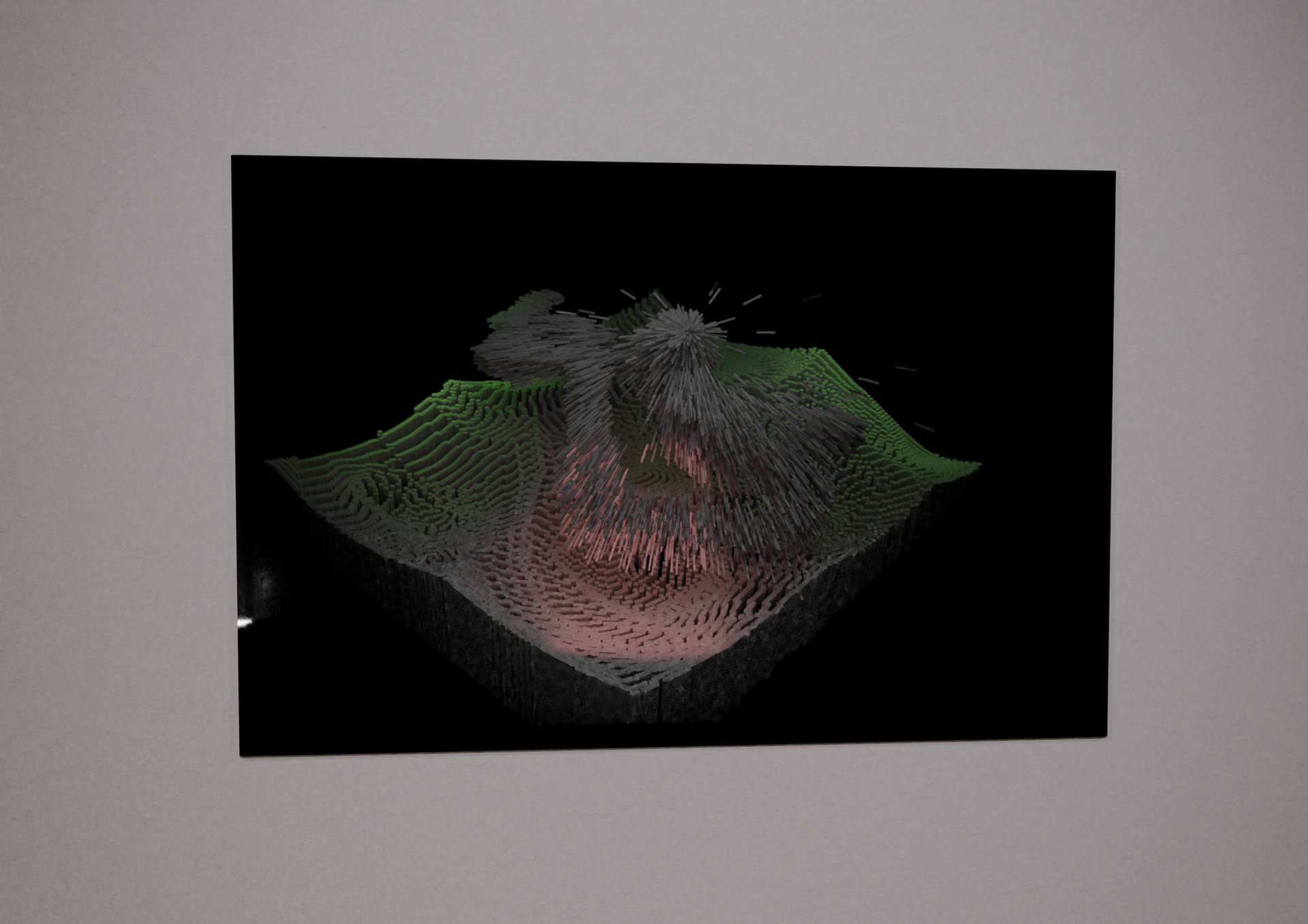 'Governors Island Hologram' (detail). Digital hologram (Photopolymer film and acrylic). 15 x 30 cm. Digital render of artwork. 2018.