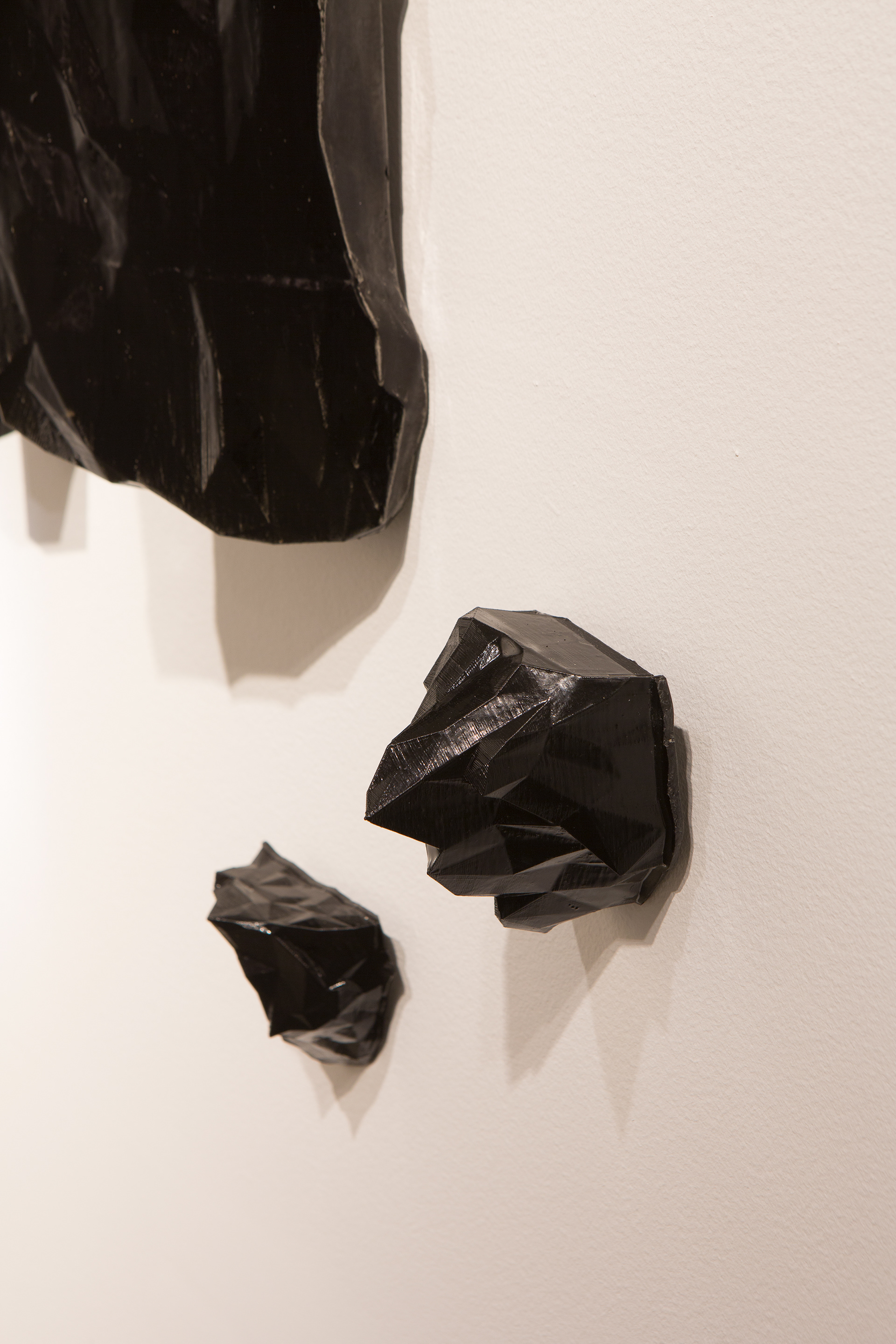 Installation detail, 'Millionth Acre'. 2015. Detail of  3D printed models of 3D scans of quartzite from Millionth Acre, Hampton State Forest. Black PLA and resin.  Dimensions variable.