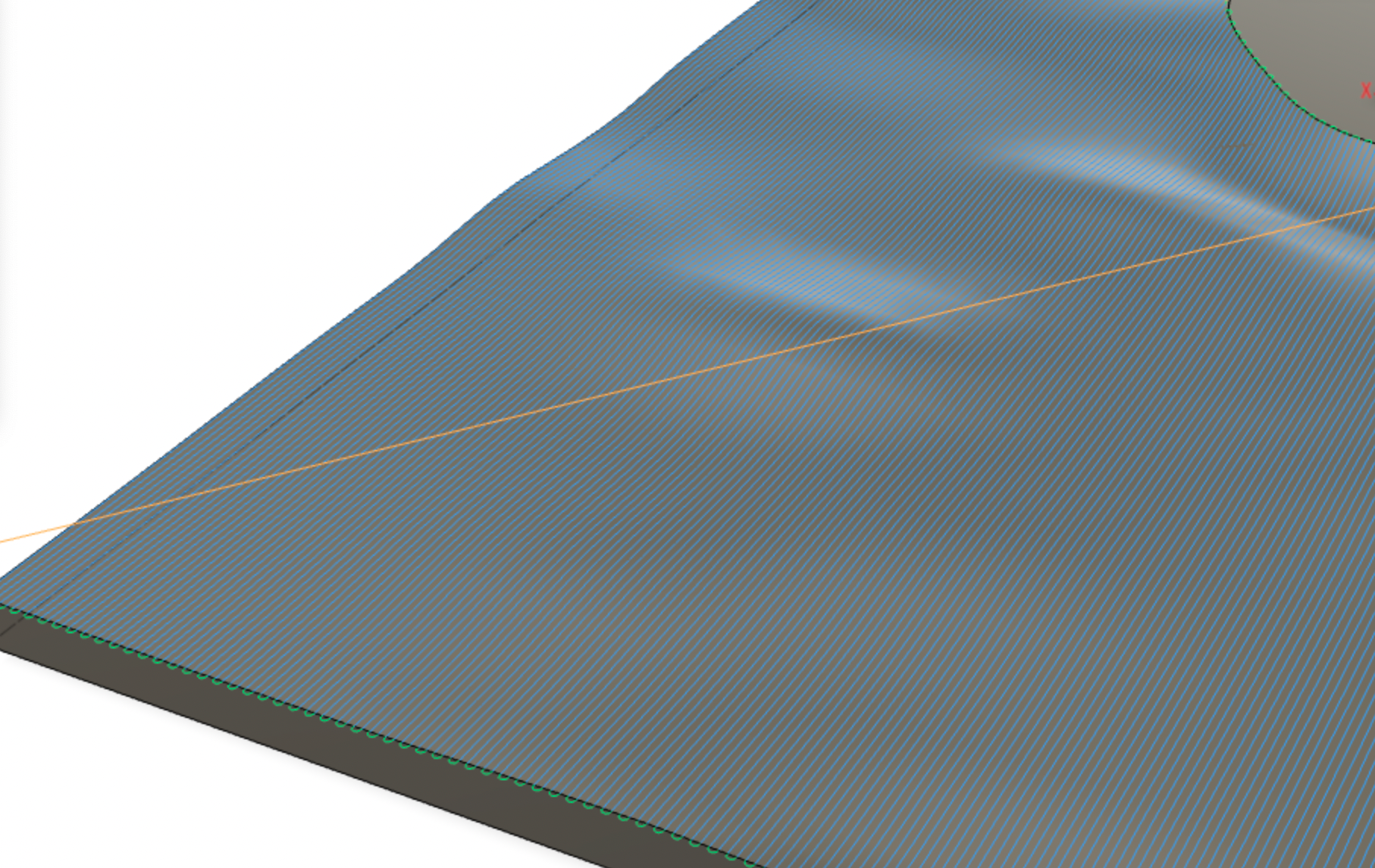 Detail showing the dense parallel lines being used to clear material to approximate terrain data