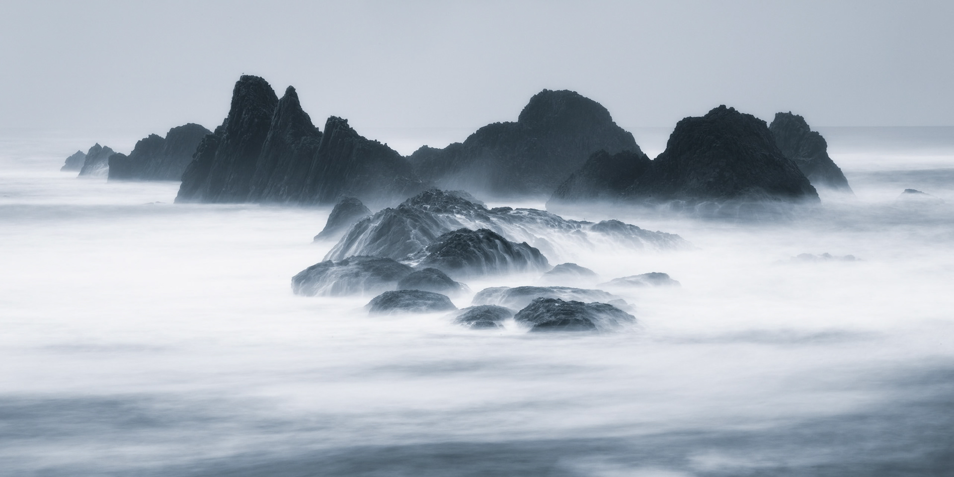 Christmas day evening, deserted beach, dark and rainy