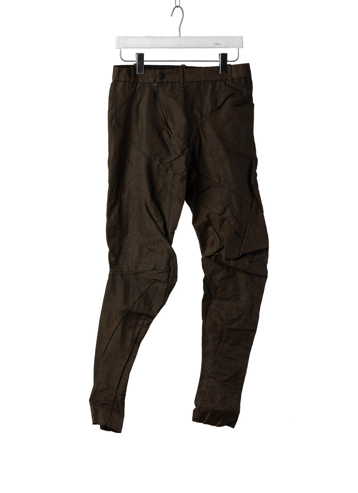 distortion fitted pants, rust/black, linen/pu