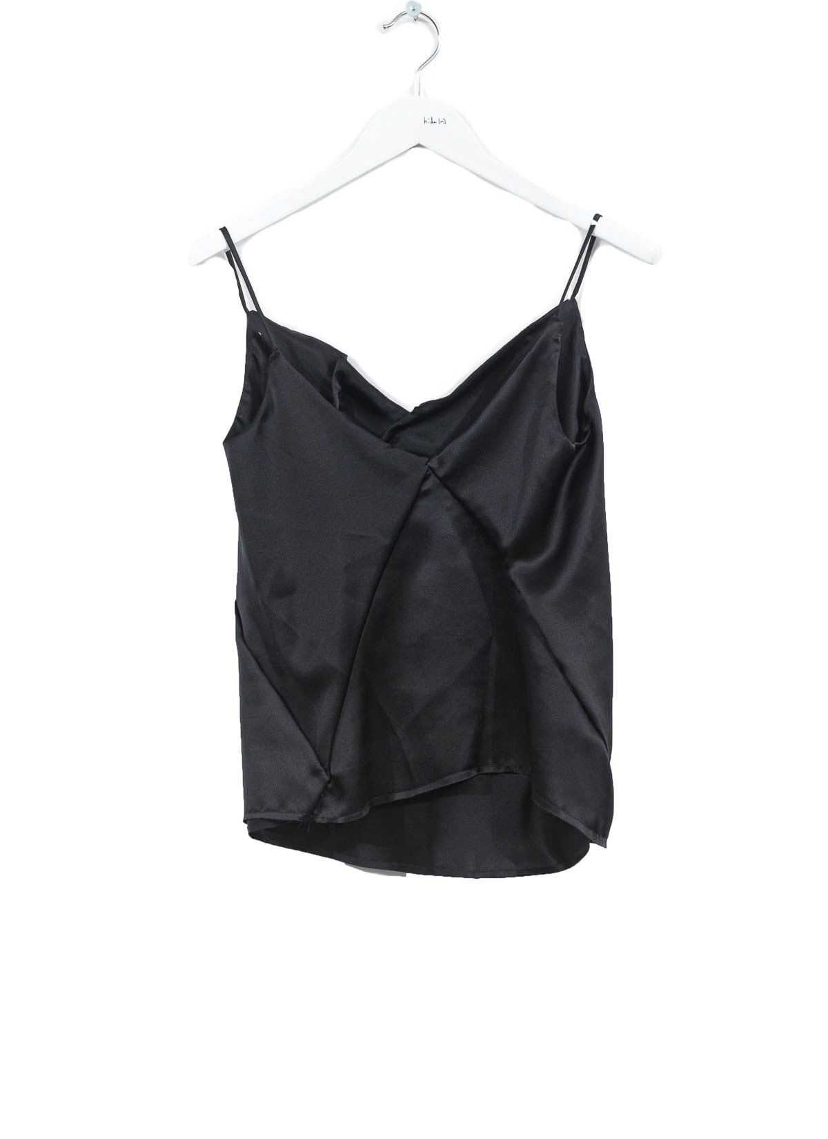 distortion string top (negligee), black, pure silk