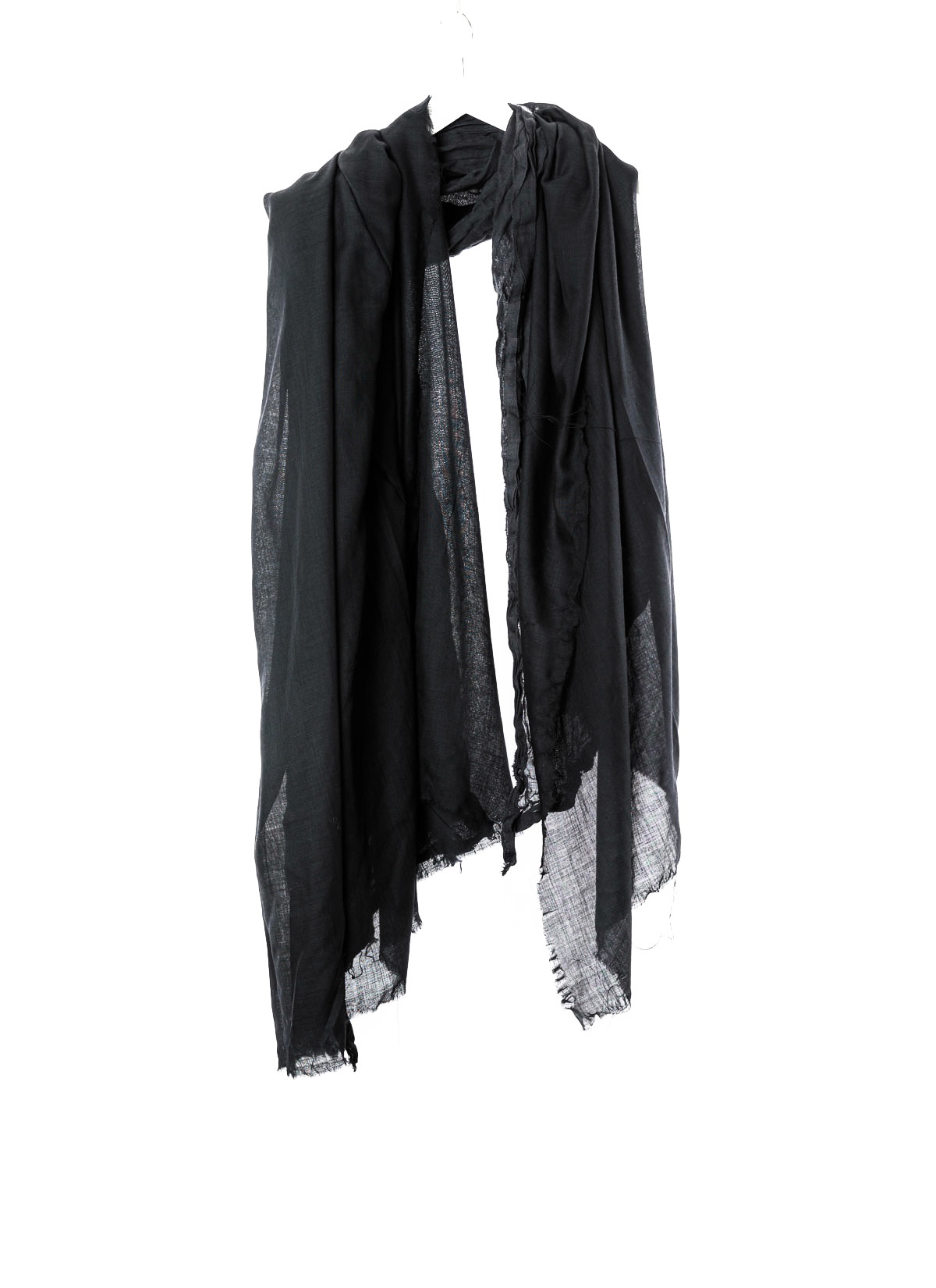 distortion 2 layer scarf, black, virgin wool / linen