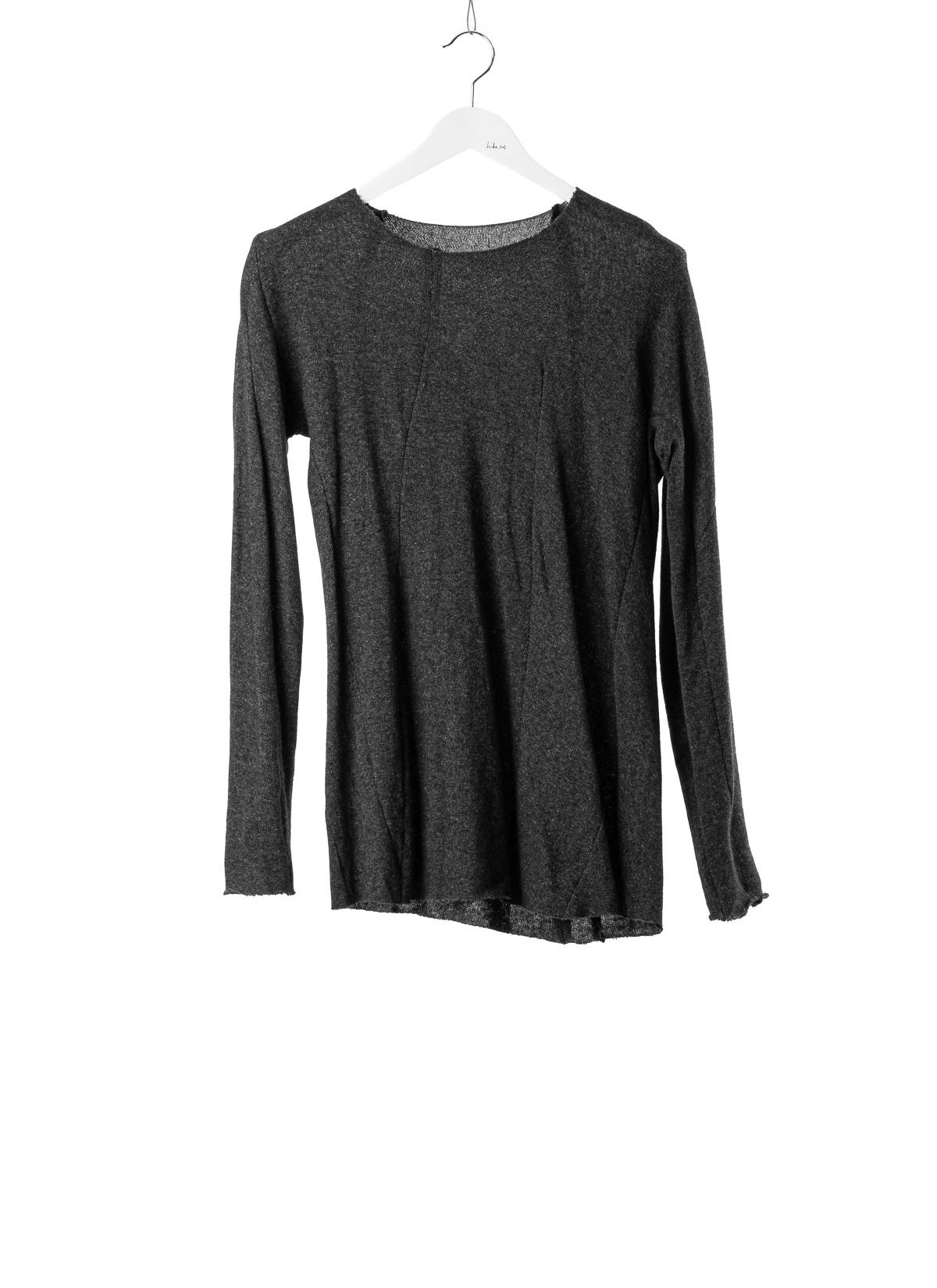 distortion long sleeve t, dark grey, wool/viscose/pa/cashmere