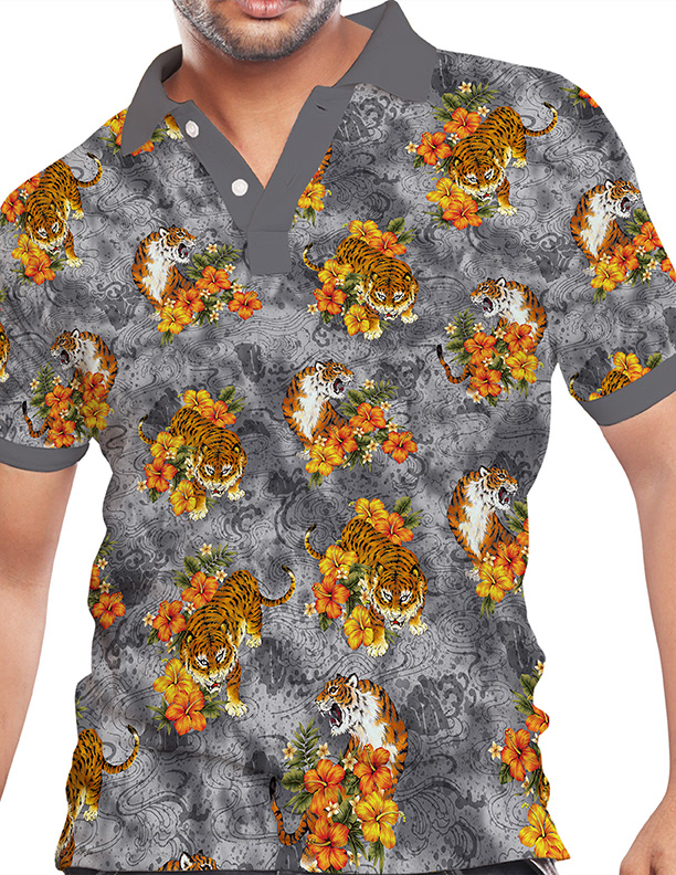 Tropical Tigers - Stock elements, Manipulated & combined to design unique pattern. Sublimation print. Created in Photoshop.