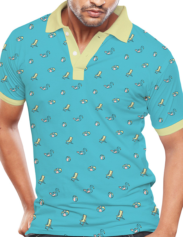 Spring Break - Digitally drawn elements, to design unique pattern. Screen print. Created in Illustrator.