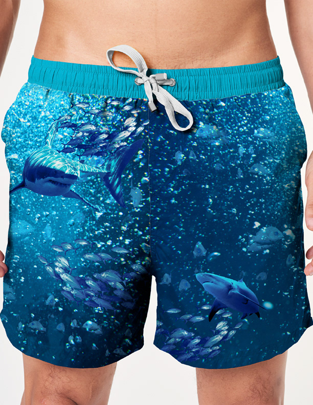 Swimming With Sharks - Stock elements, Manipulated & combined for unique design. Wrap around print. Created in Photoshop.