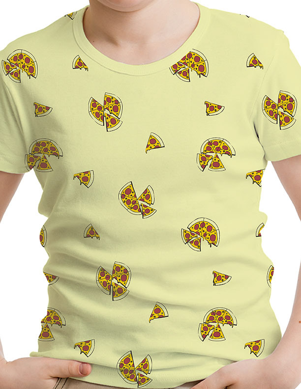 Pizza Time - Digitally drawn elements, to design unique pattern. Screen print. Created in Illustrator.