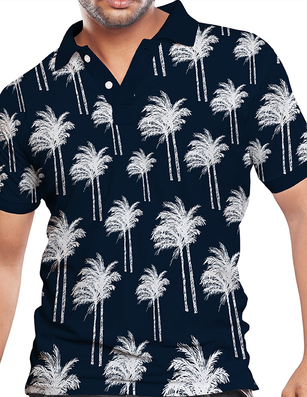 Windy Palms - Hand drawn elements, to design unique pattern. Screen print. Created in Illustrator.