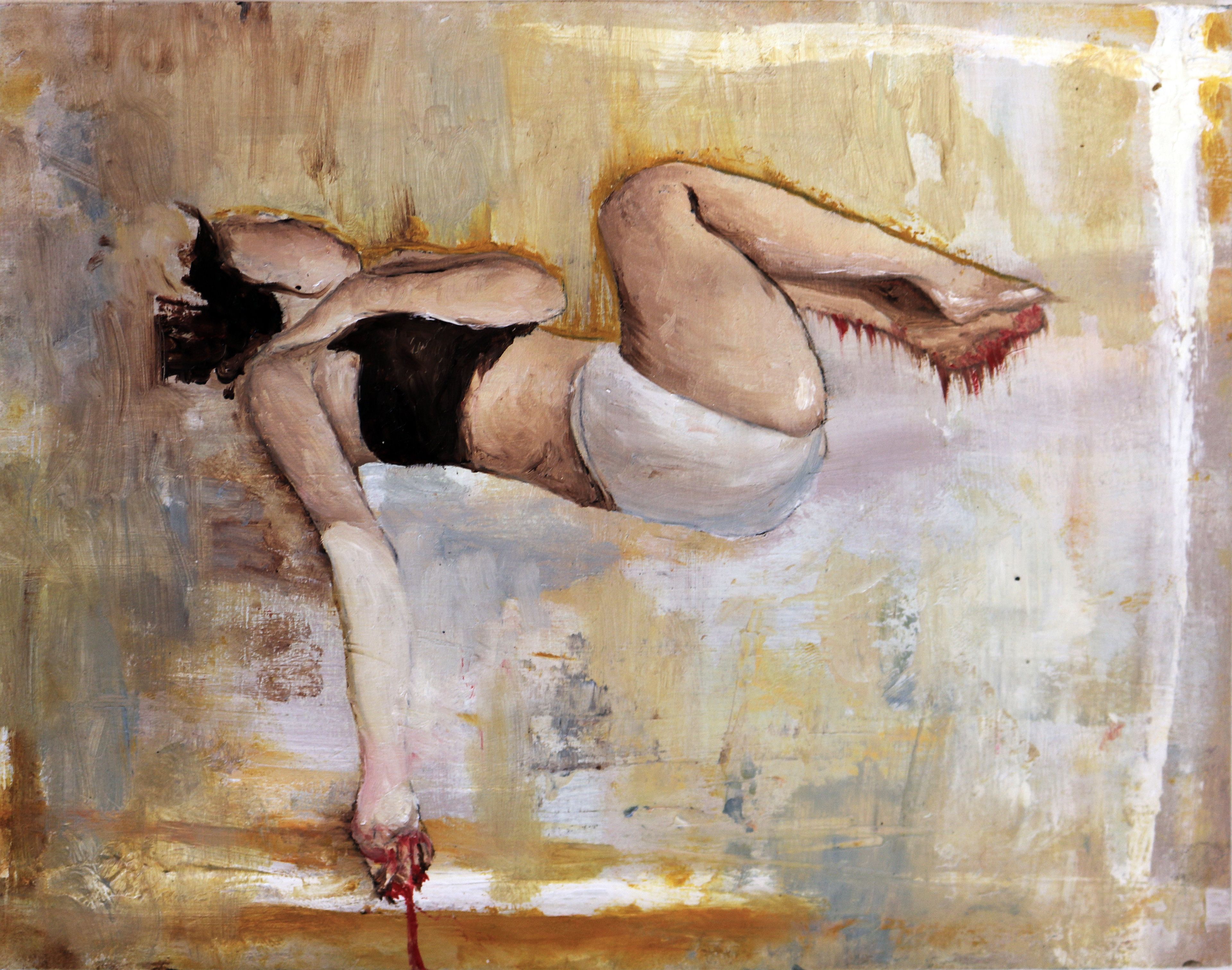 “Hanging on” 2019 14.8 x 21 cm (Unframed) Oil on paper.