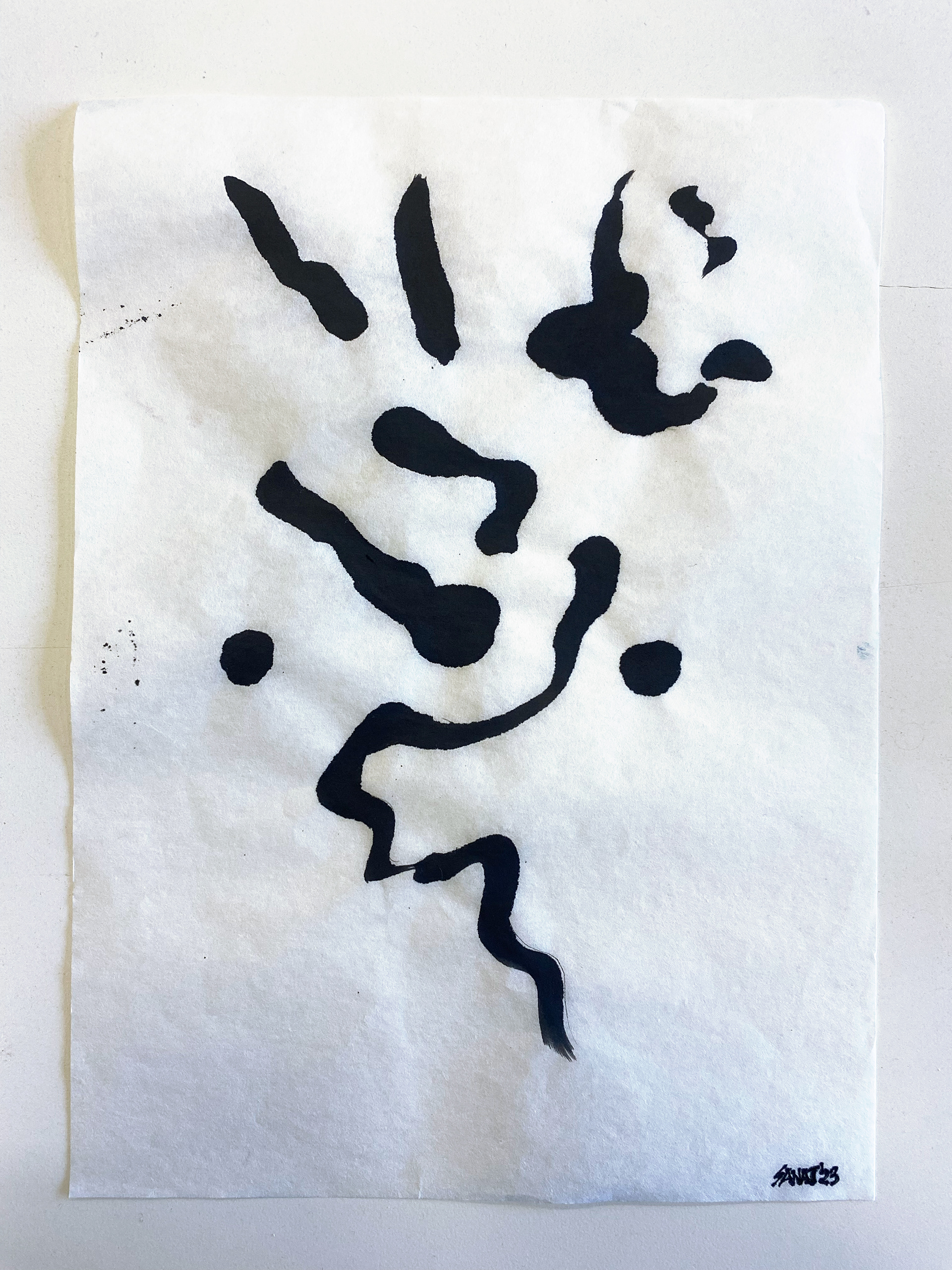Drawing in ink on Japanese calligraphy aper, 24x33 cm, 2023