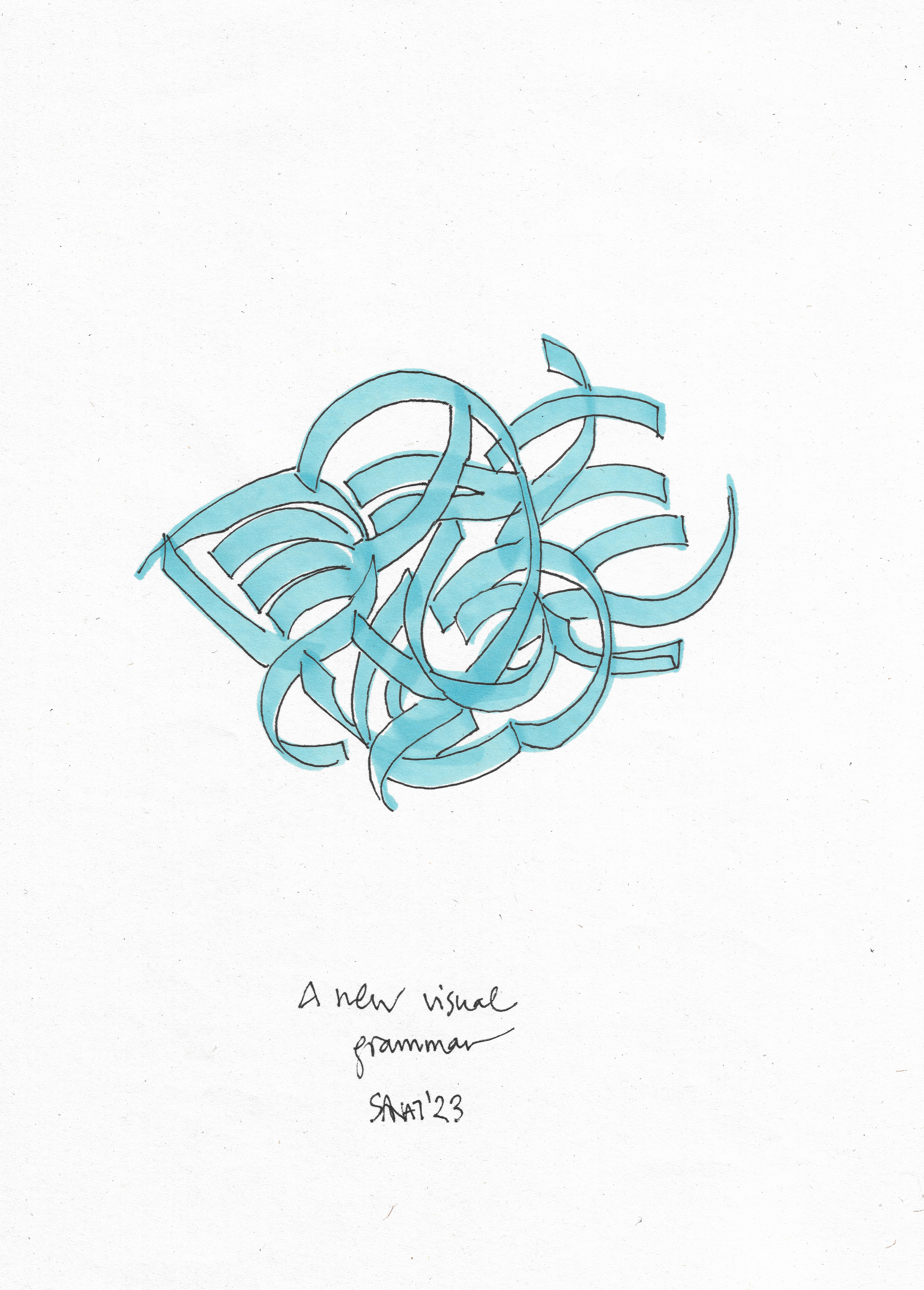 A New Grammar  // Drawing in ink pen on second pulp paper, 20x28 cm, 2023