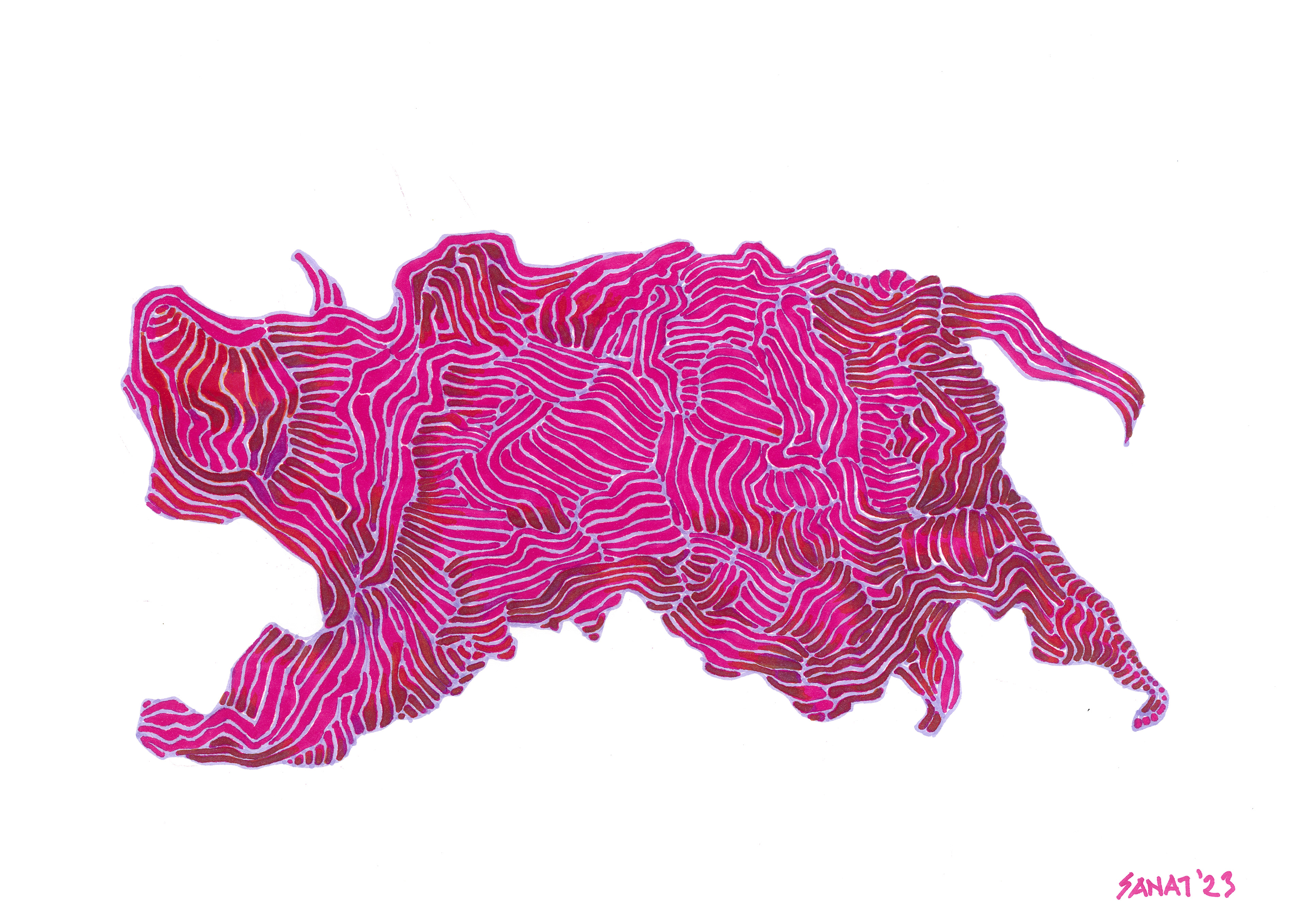 The rhino inside me, ink pen on A3 paper