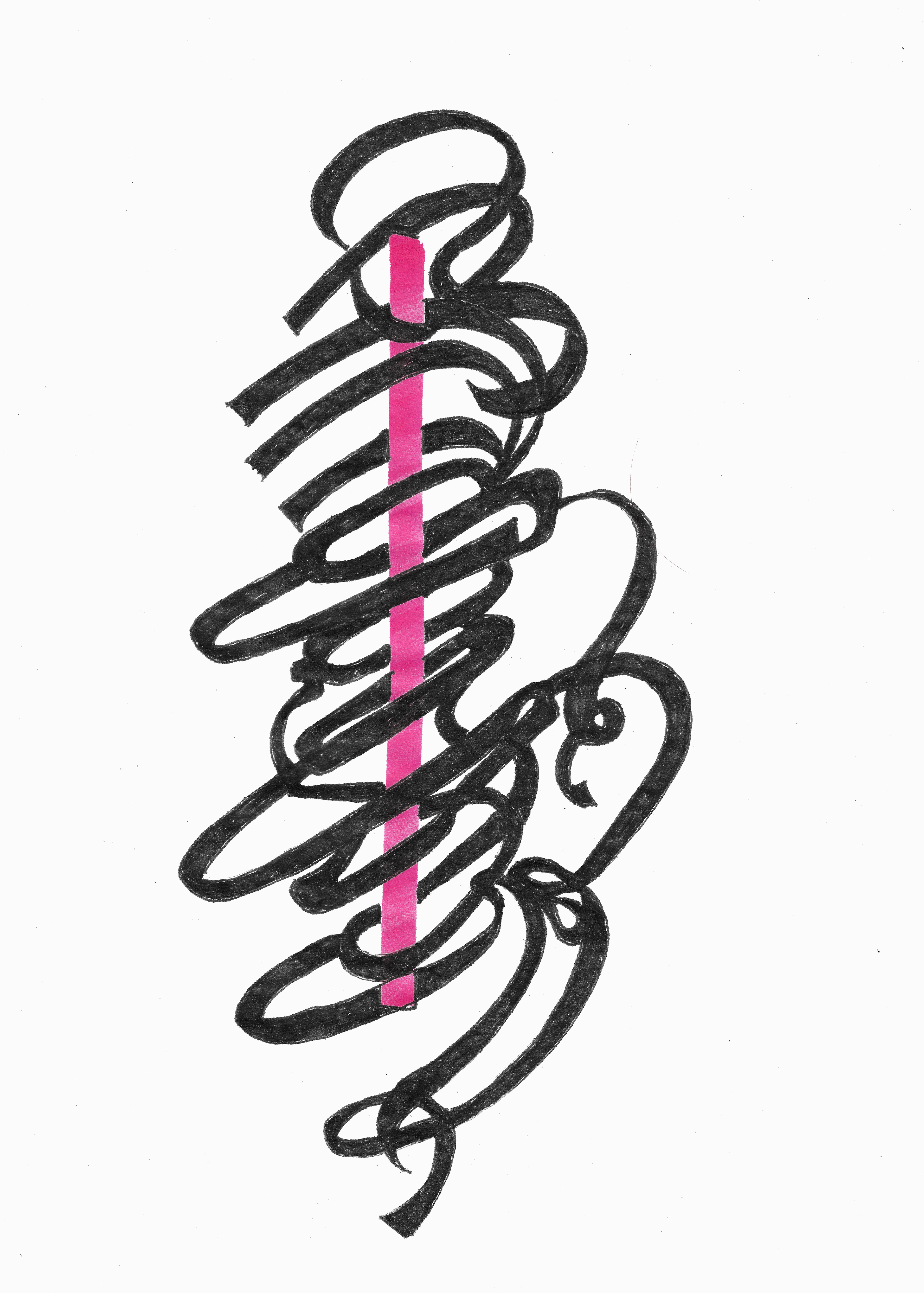 Existence Line of a Human Being // Drawing in ink pen on second pulp paper, 20x28 cm, 2023 