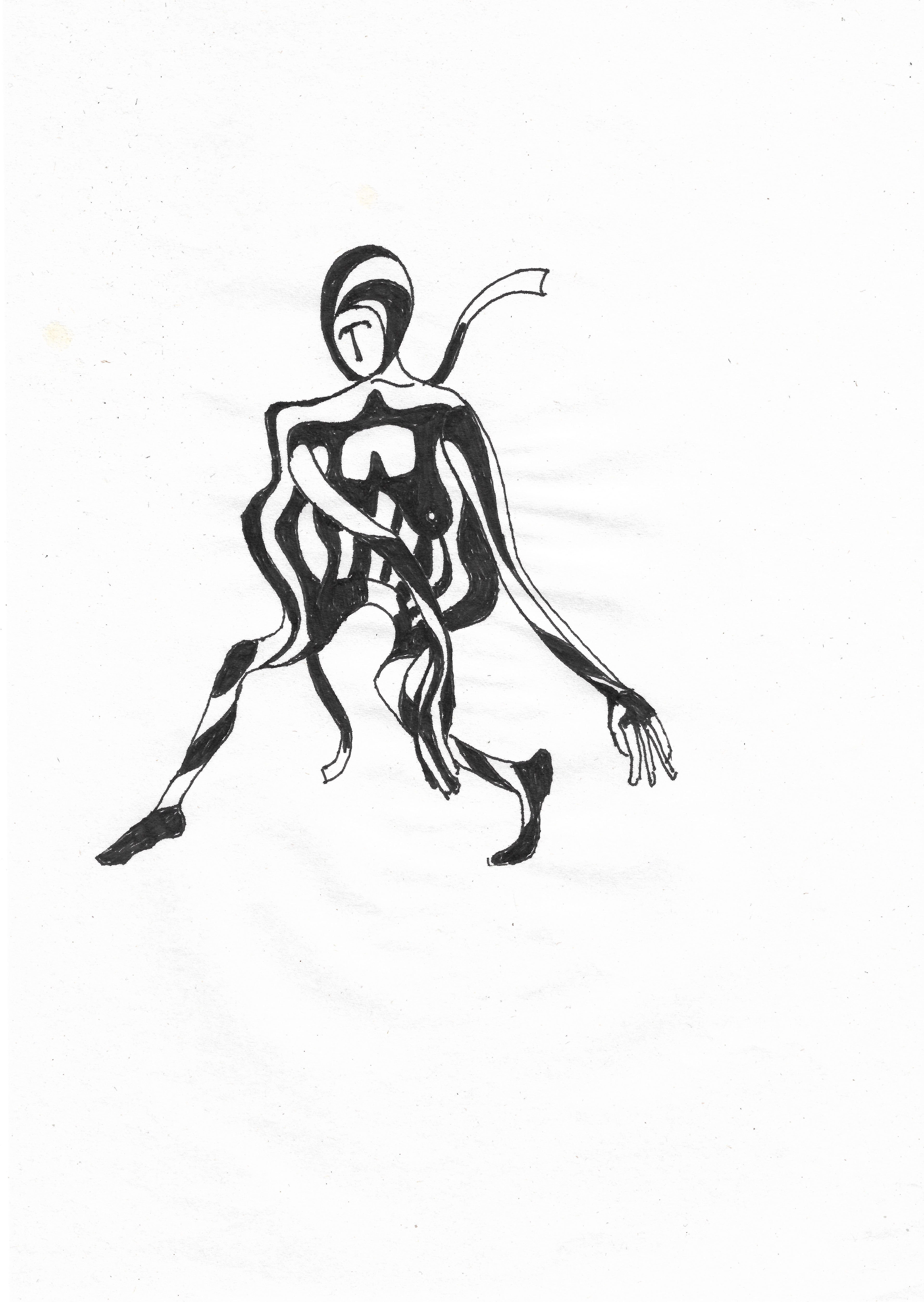 Drawing in ink pen on second pulp paper, 20x28 cm, 2023