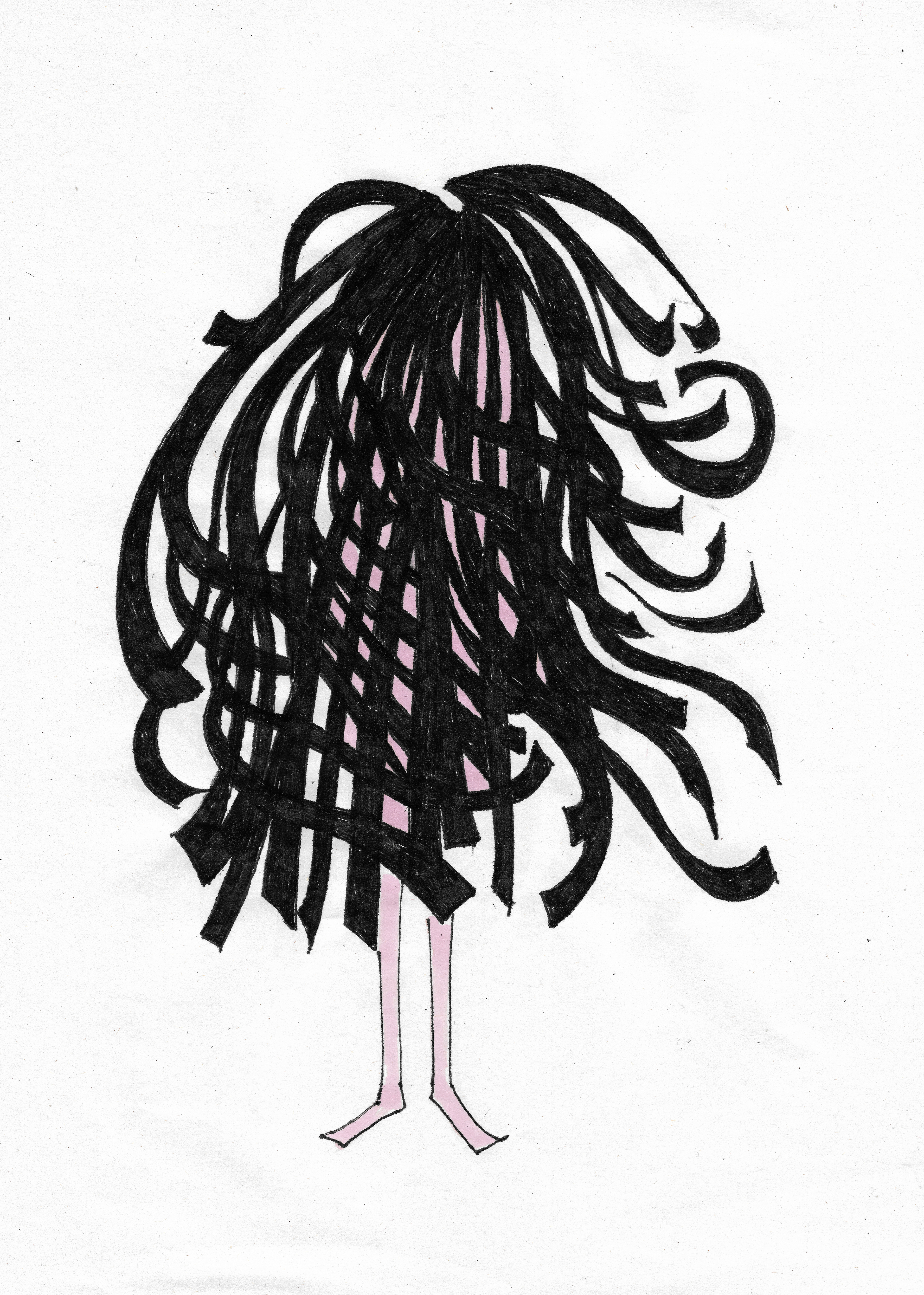 Hair //Hair // Drawing in ink pen on second pulp paper, 20x28 cm, 2023 