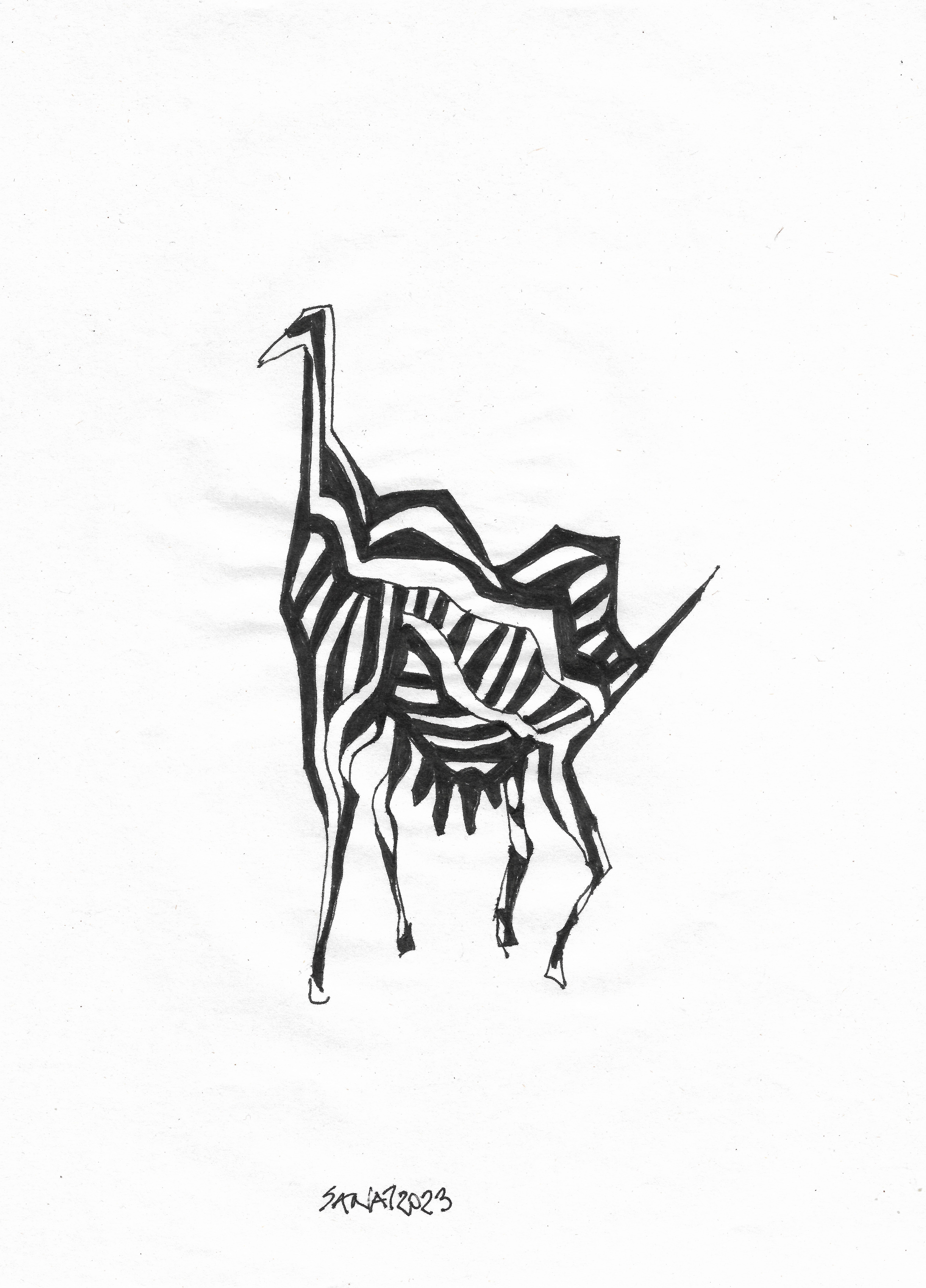 Untitled // Drawing in ink pen on second pulp paper, 20x28 cm, 2023