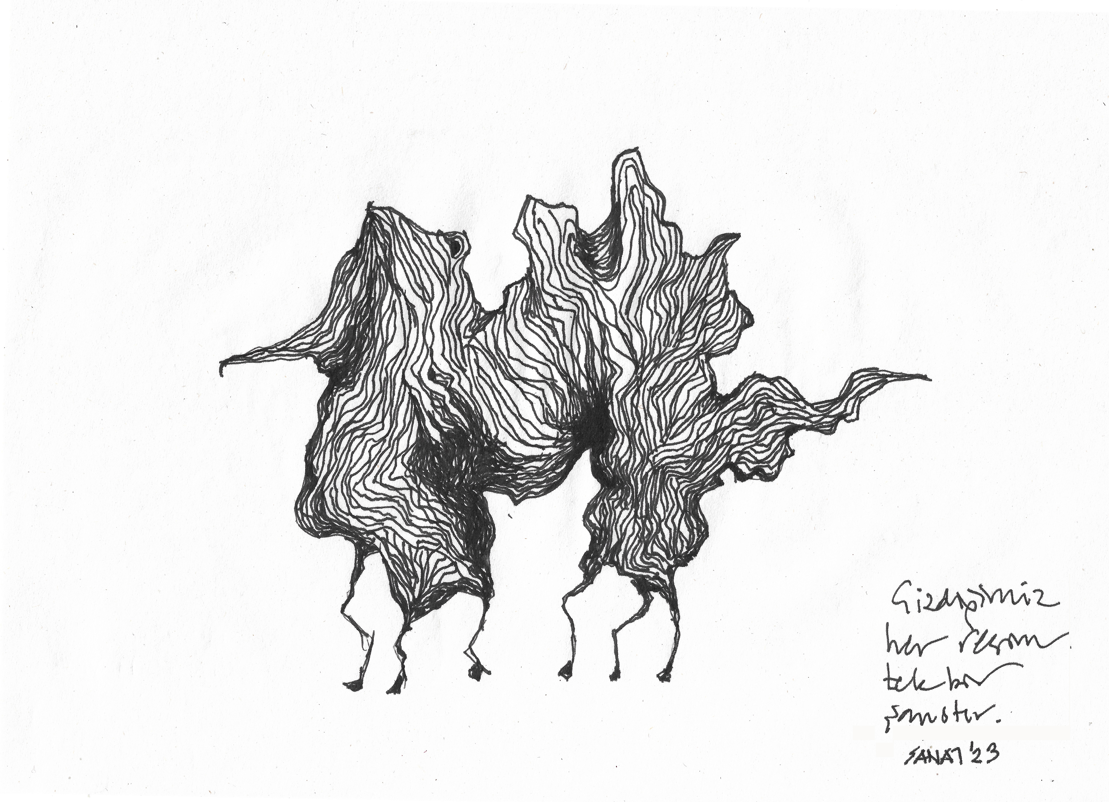 Every Picture We Draw is a Chance // Drawing in ink pen on second pulp paper, 2023 28x20 cm